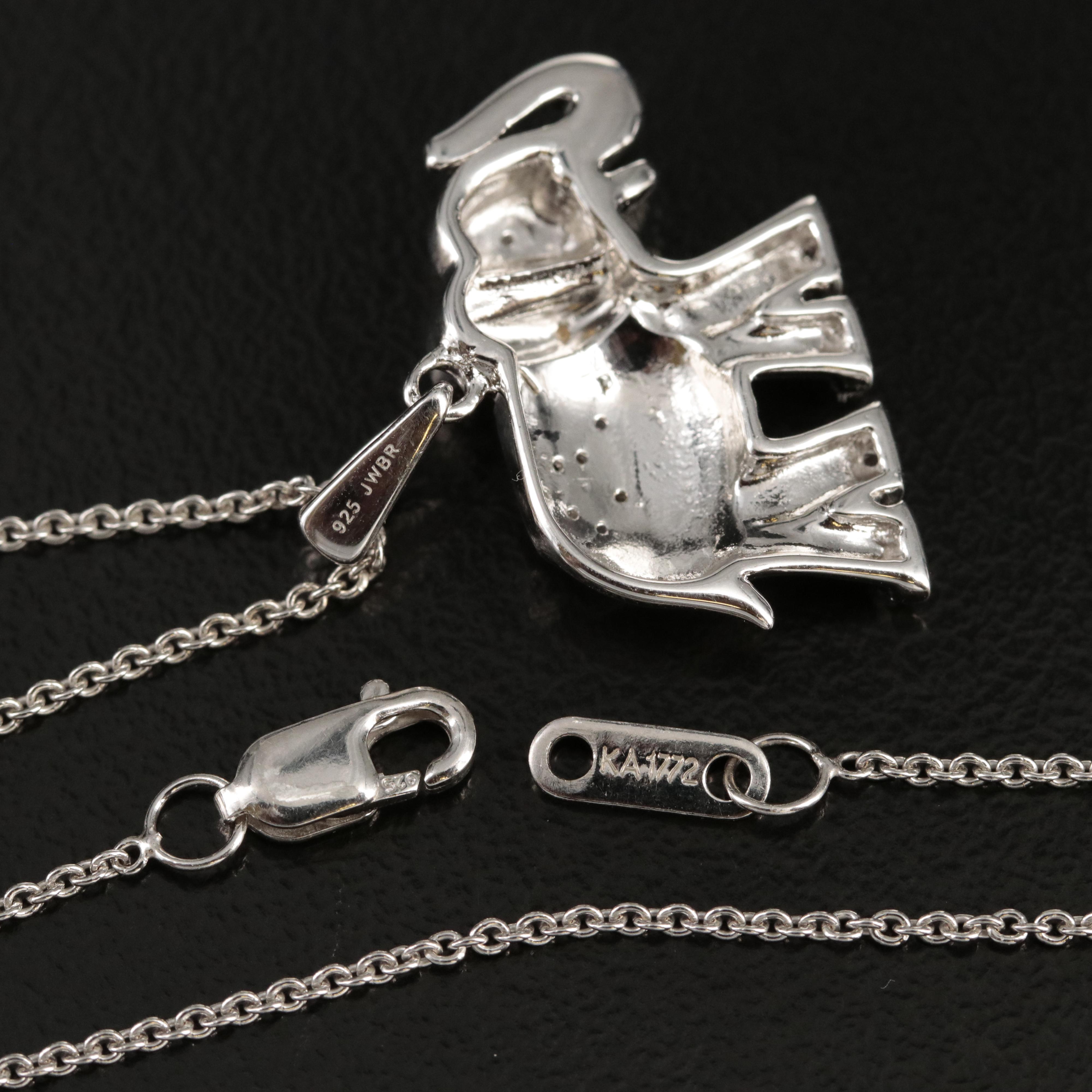 Sterling Diamond Elephant Pendant Necklace