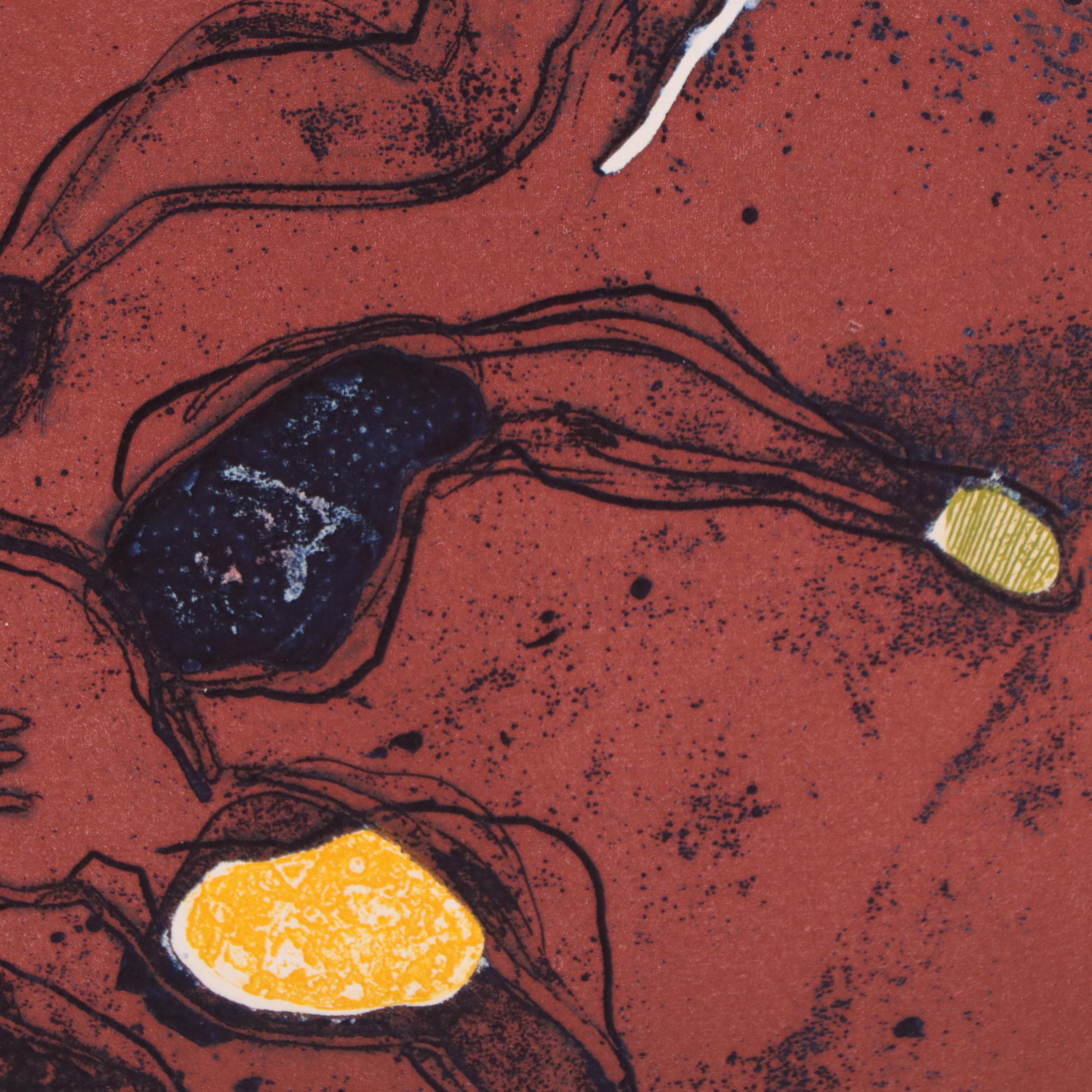 Walter Sorge Color Etching "Dancing Figures," Circa 1990