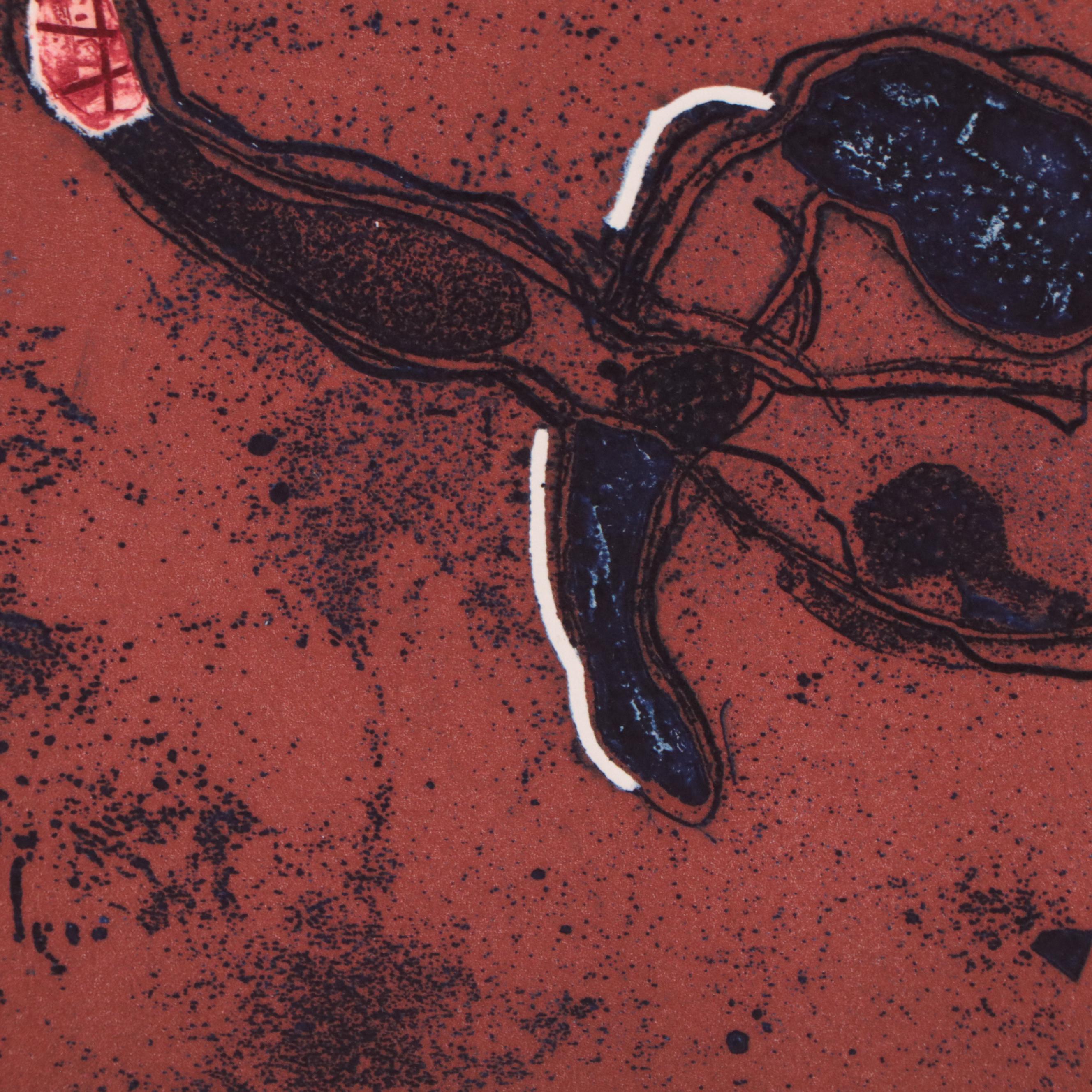 Walter Sorge Color Etching "Dancing Figures," Circa 1990