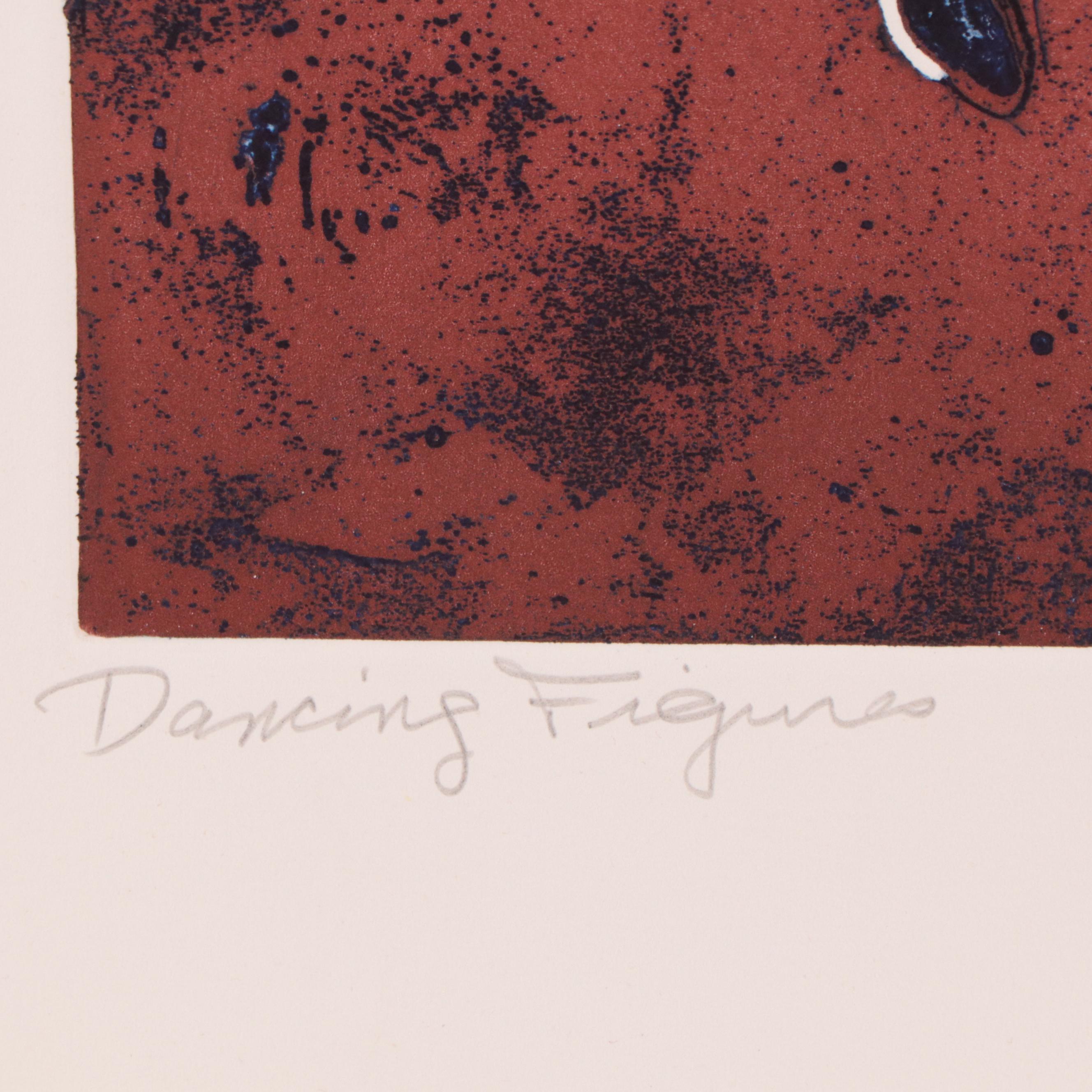 Walter Sorge Color Etching "Dancing Figures," Circa 1990