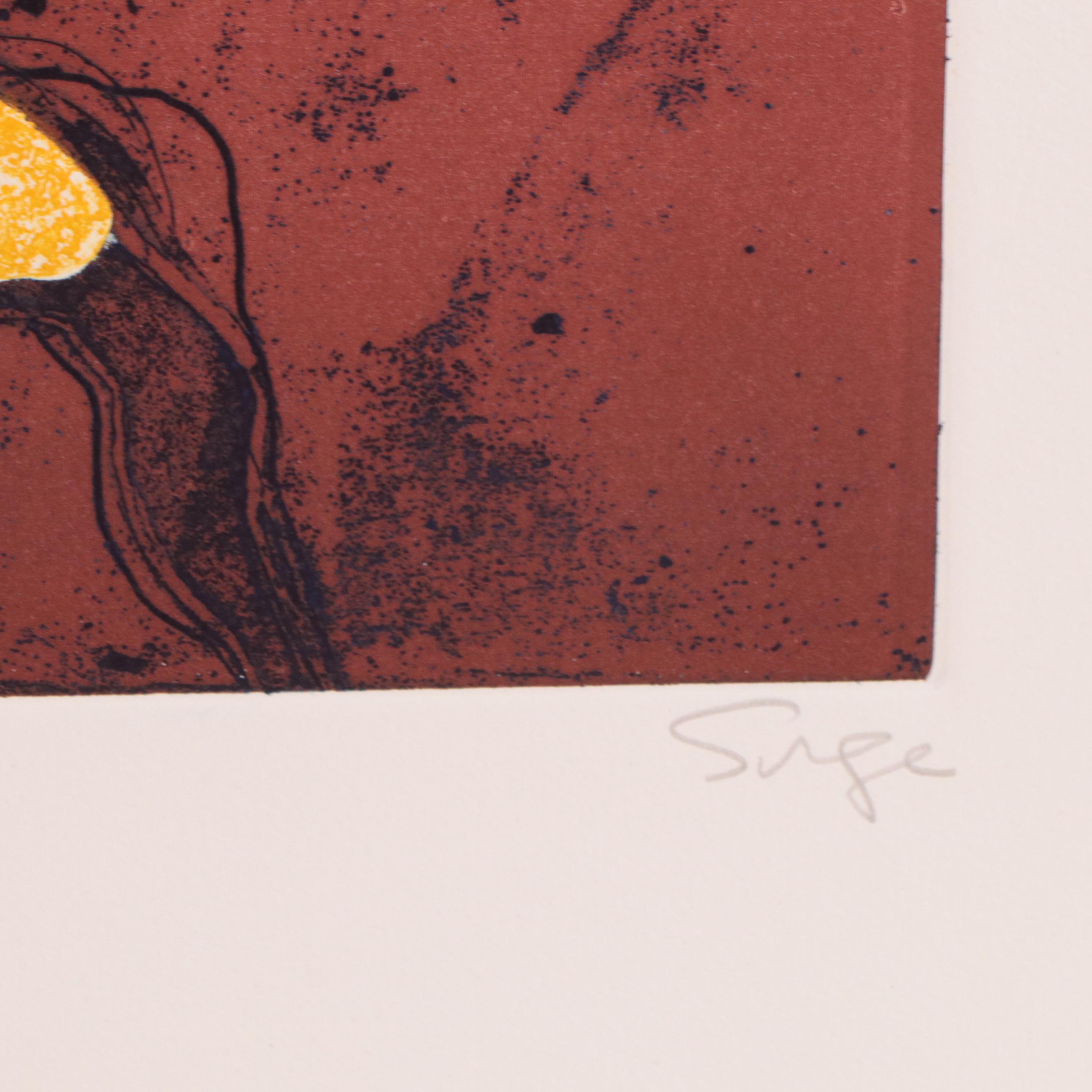 Walter Sorge Color Etching "Dancing Figures," Circa 1990