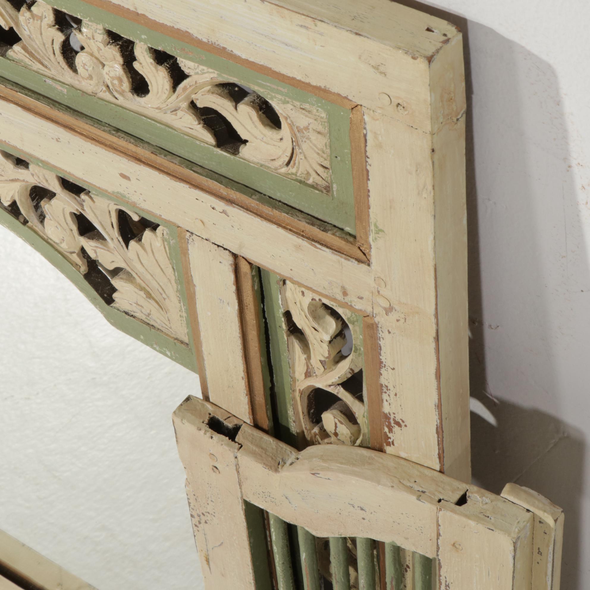 Balinese Style Hand Carved and Painted Shuttered Wall Mirror