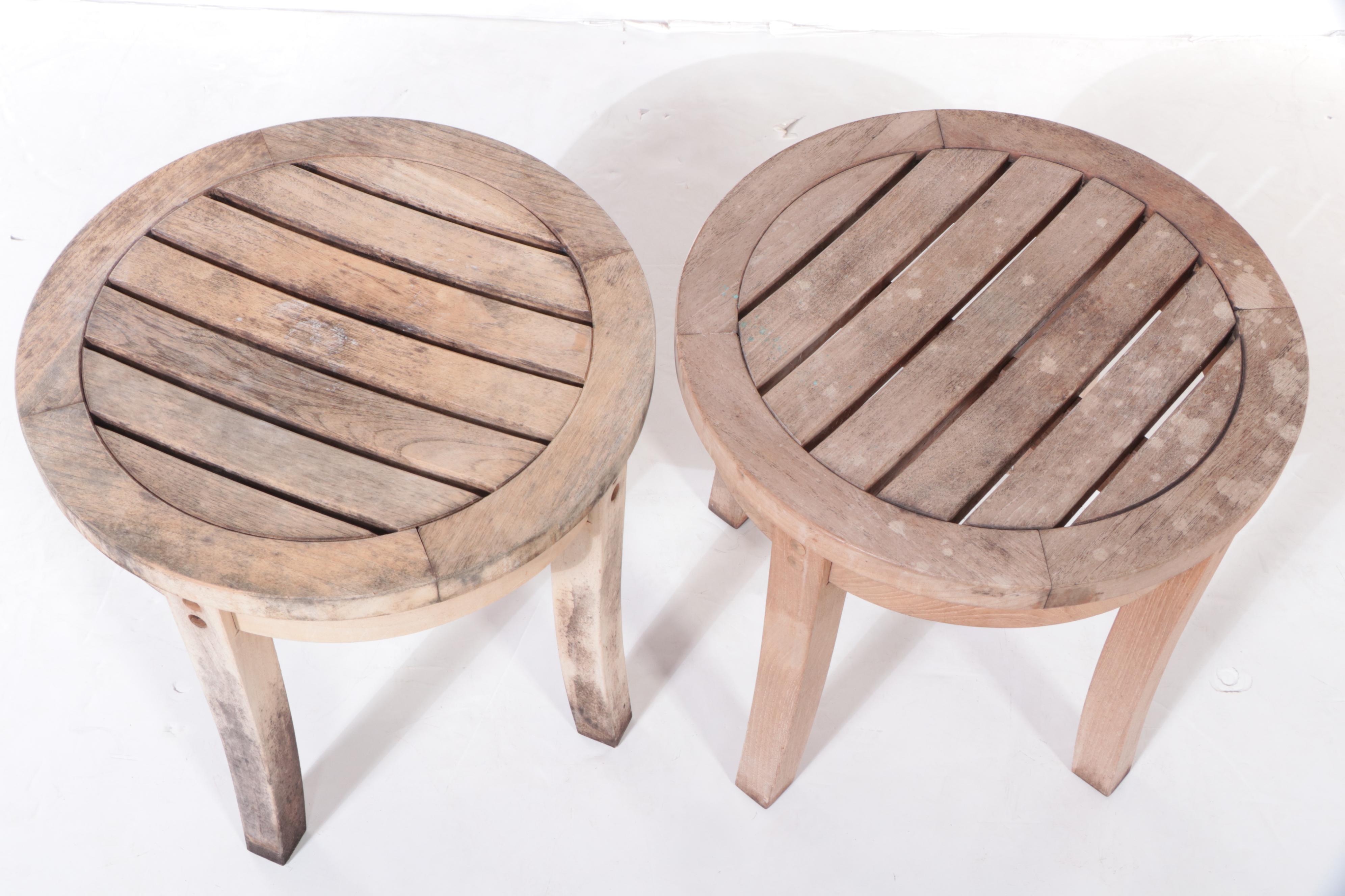 Pair of Teak Patio Side Tables or Stools