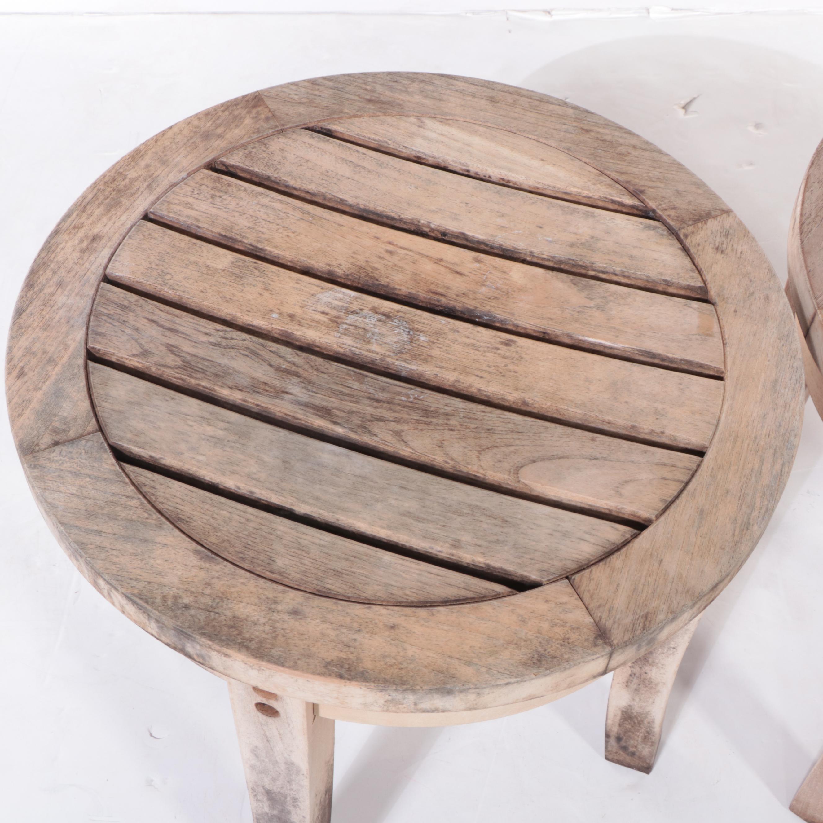 Pair of Teak Patio Side Tables or Stools