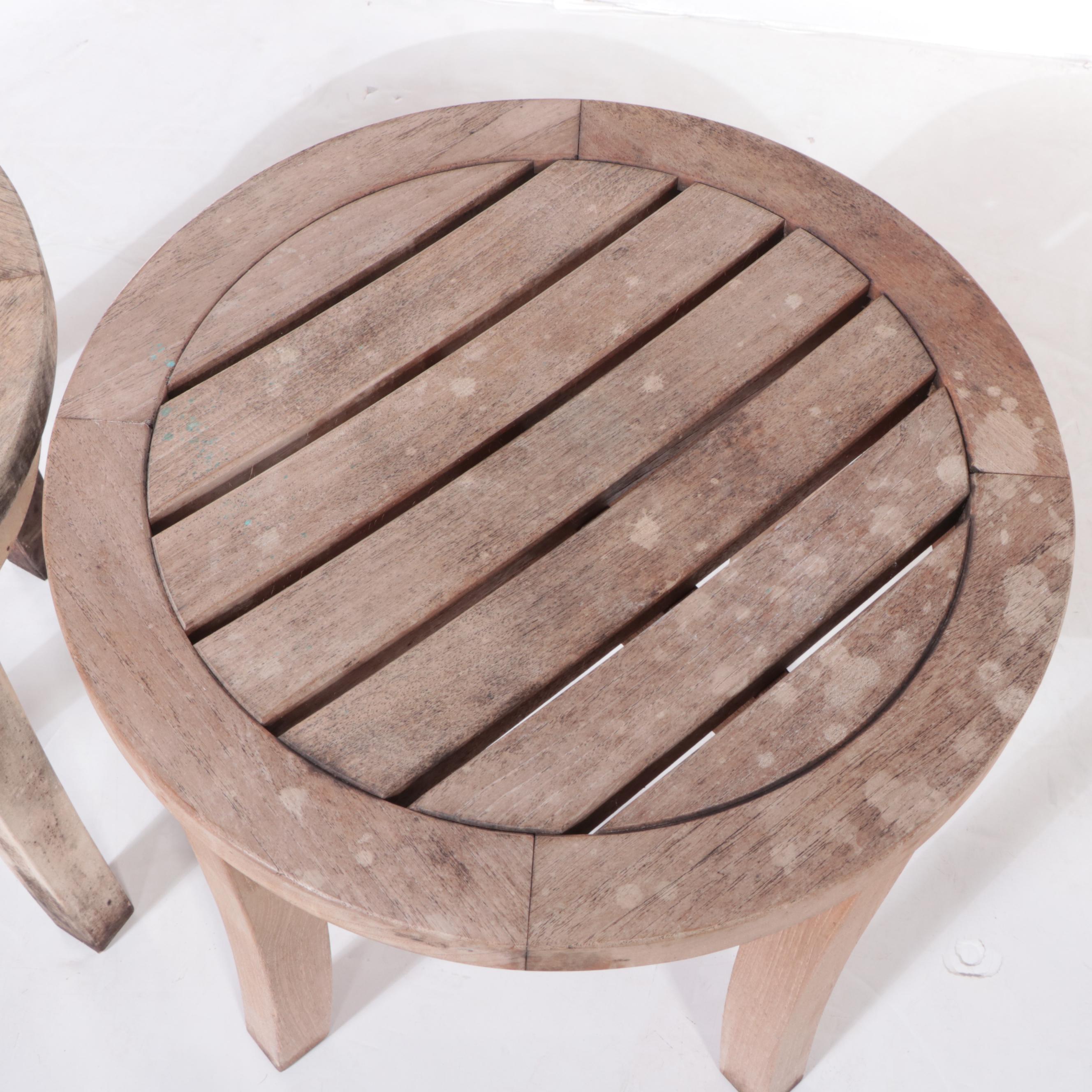 Pair of Teak Patio Side Tables or Stools
