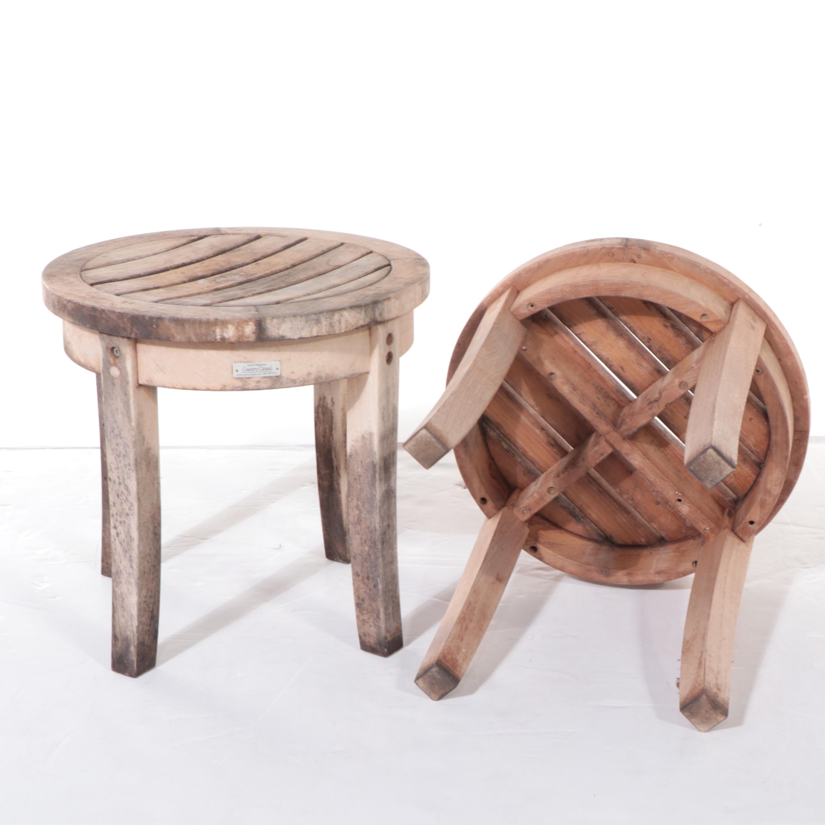 Pair of Teak Patio Side Tables or Stools