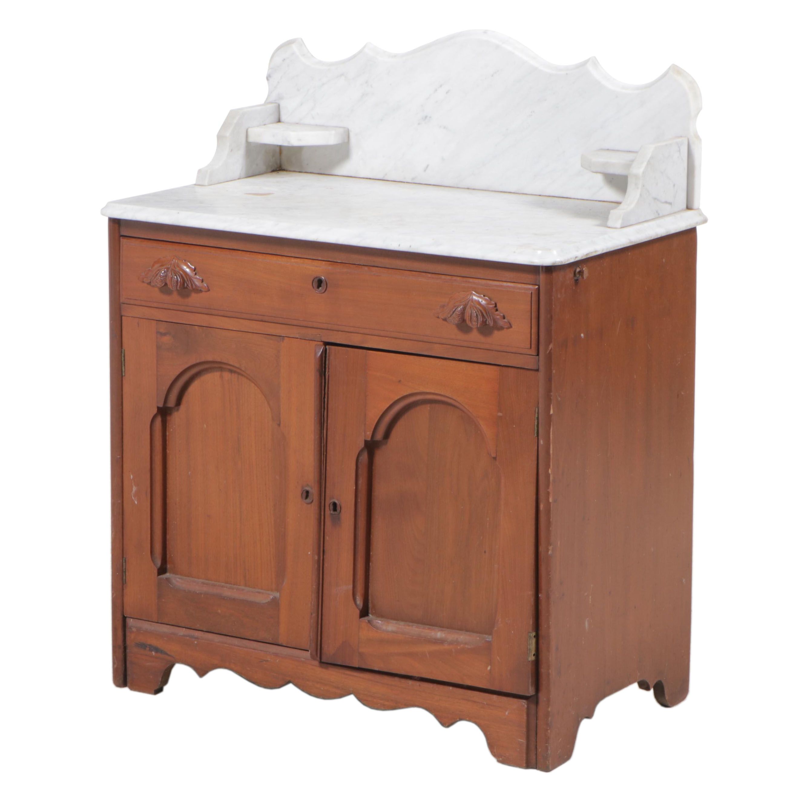 Mitchell & Rammelsberg Victorian Walnut and White Marble Washstand