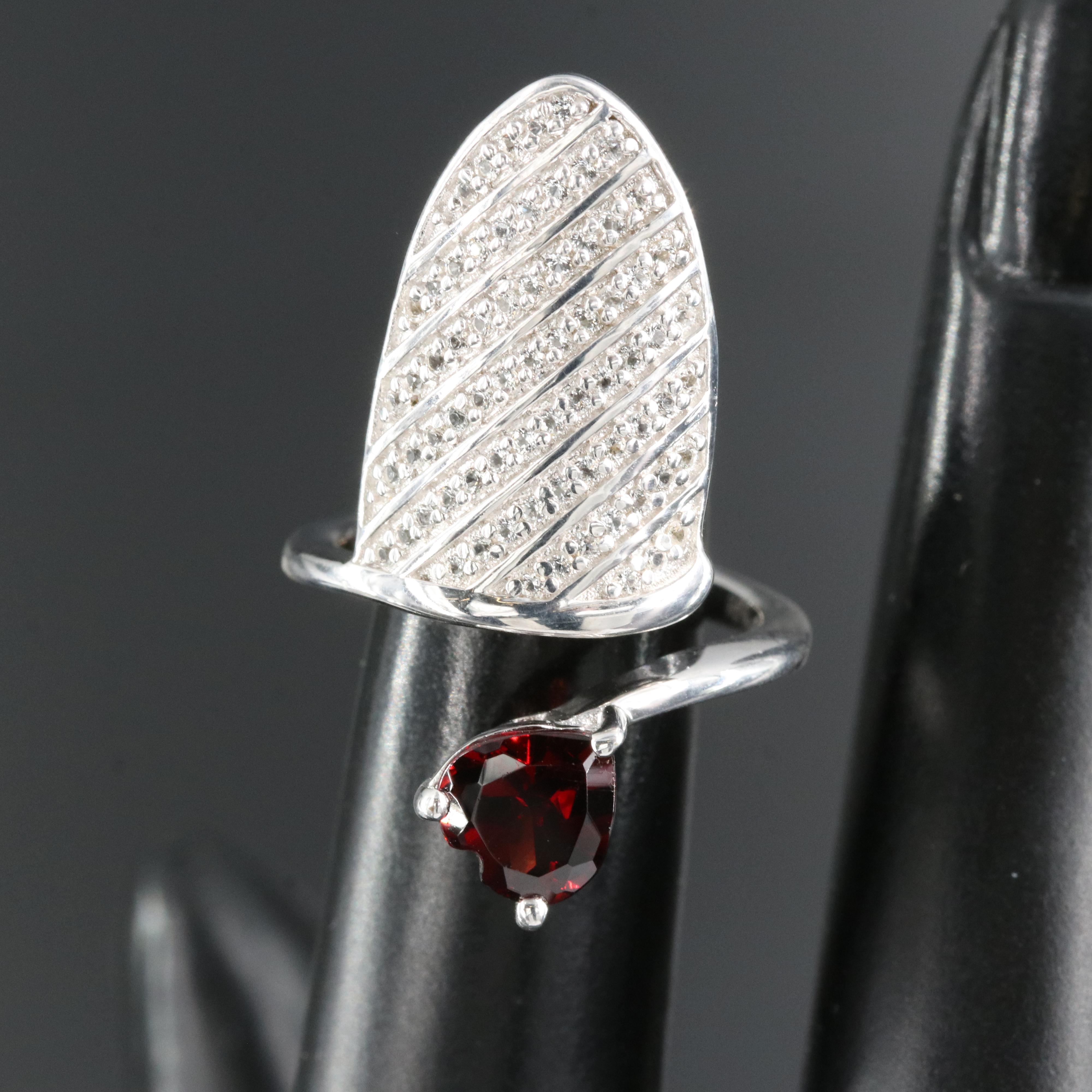 Sterling Garnet and Topaz Fingernail Ring