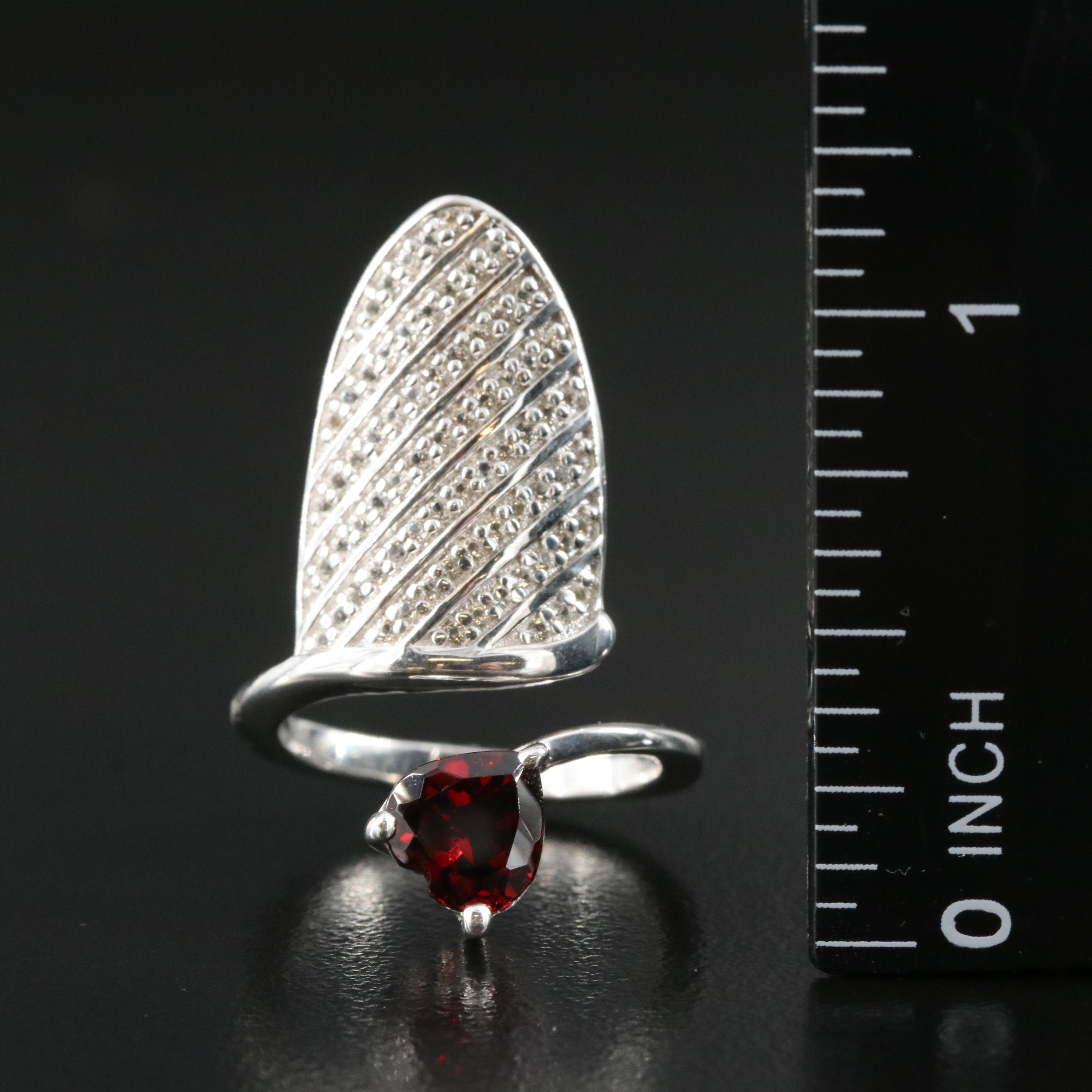 Sterling Garnet and Topaz Fingernail Ring