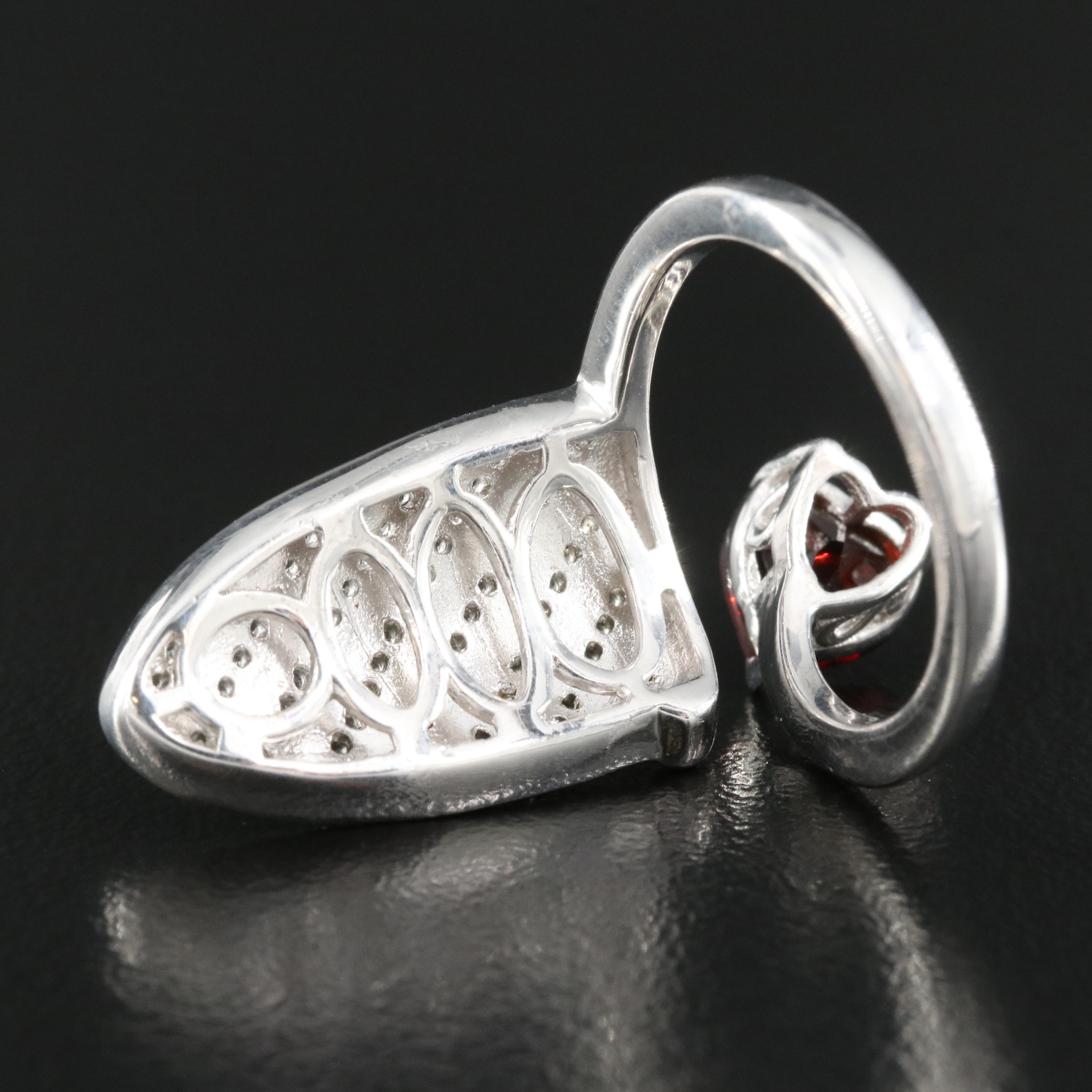 Sterling Garnet and Topaz Fingernail Ring