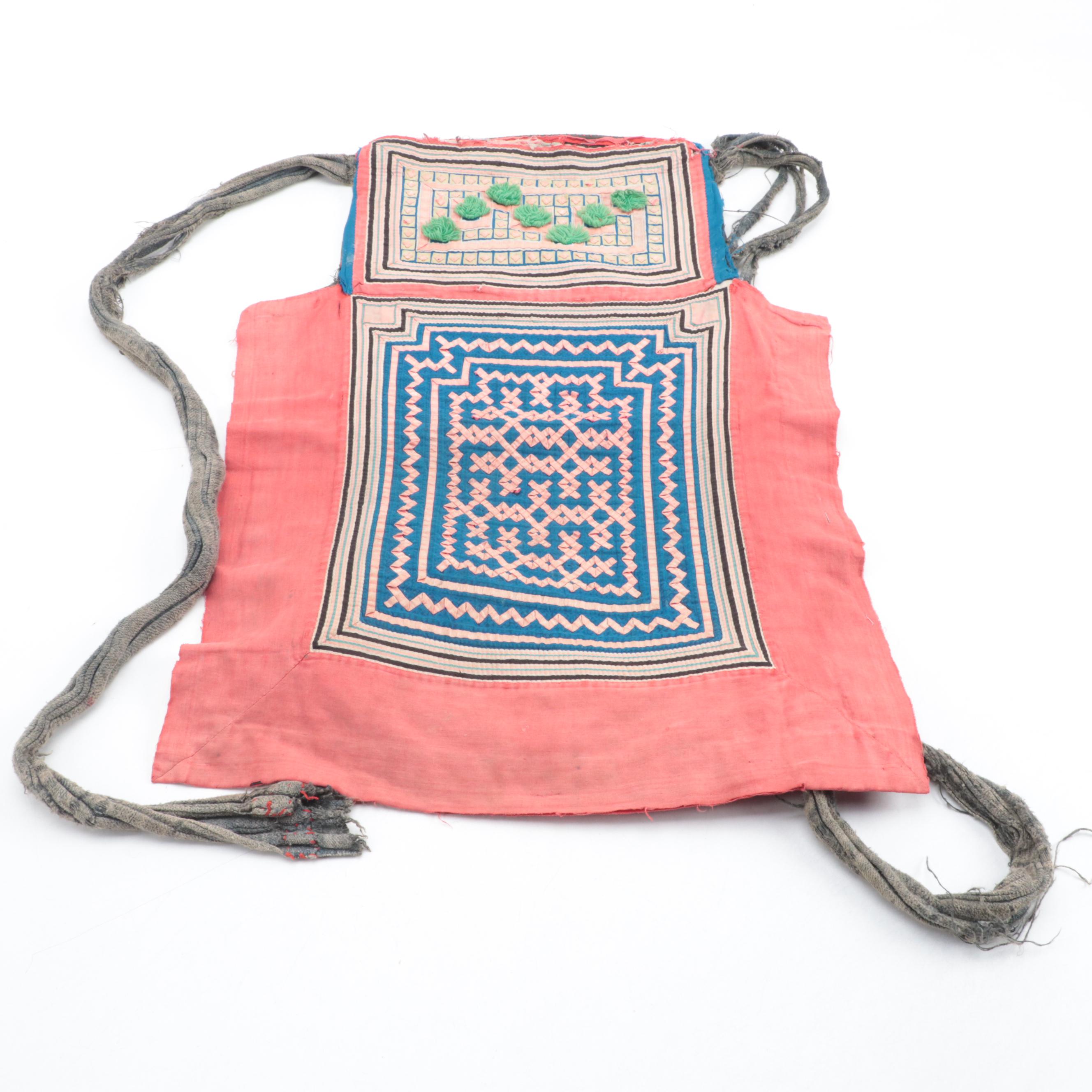Laotian Hmong Hand Stitched and Applique Dai Nyia Baby Carriers