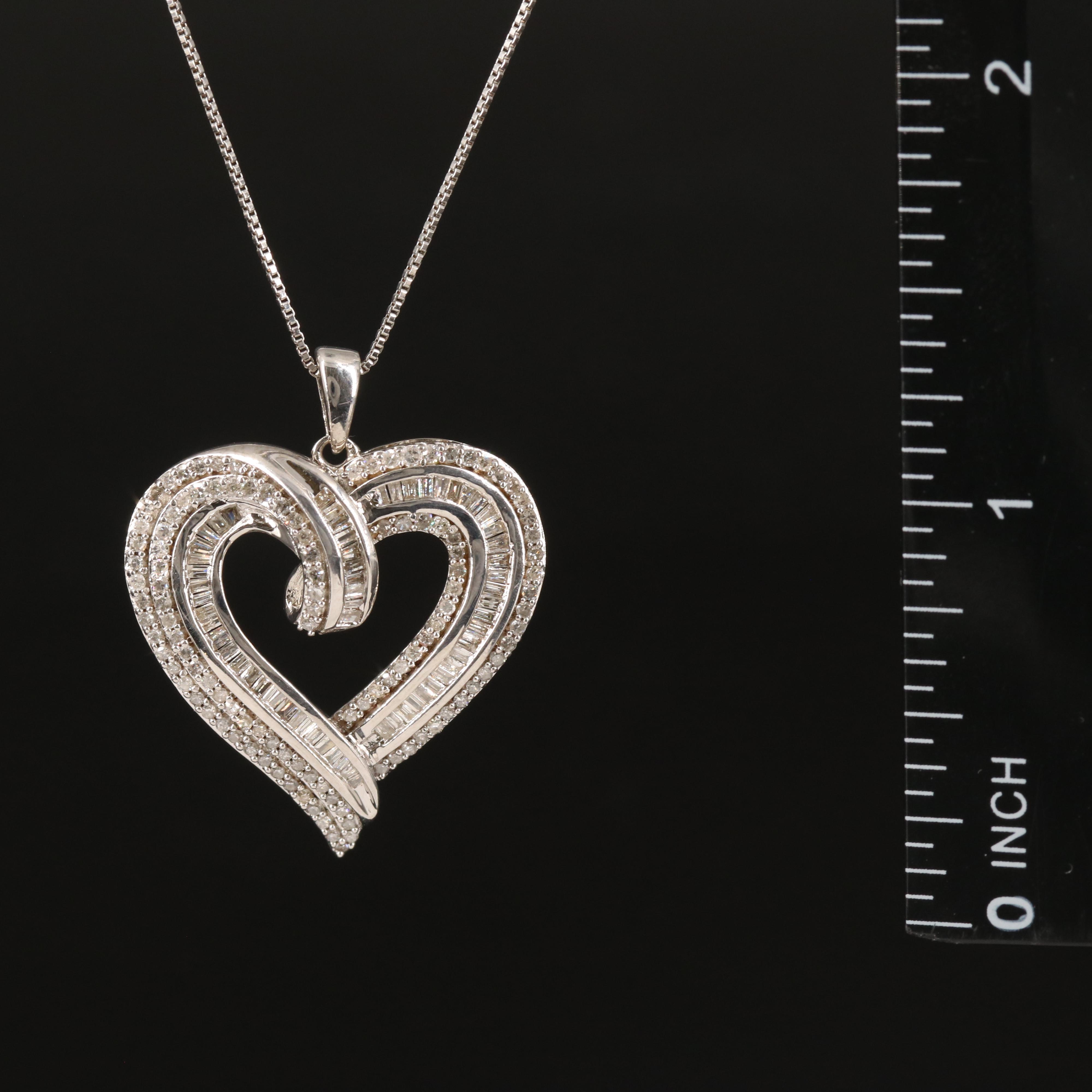 Sterling 1.02 CTW Diamond Heart Pendant Necklace