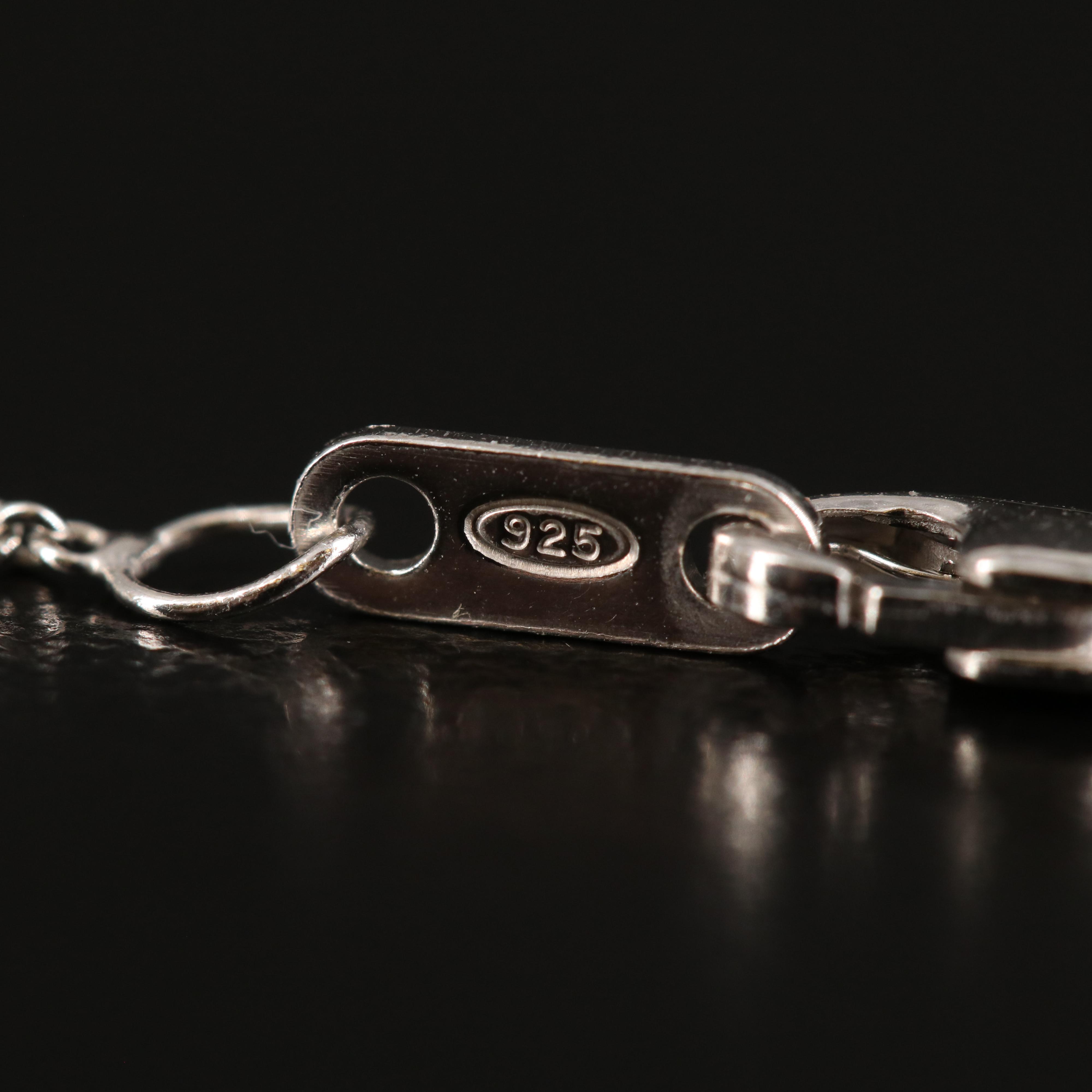 Sterling Diamond Charm Necklace with "LOVE" and 10K Rose Gold Heart Accent