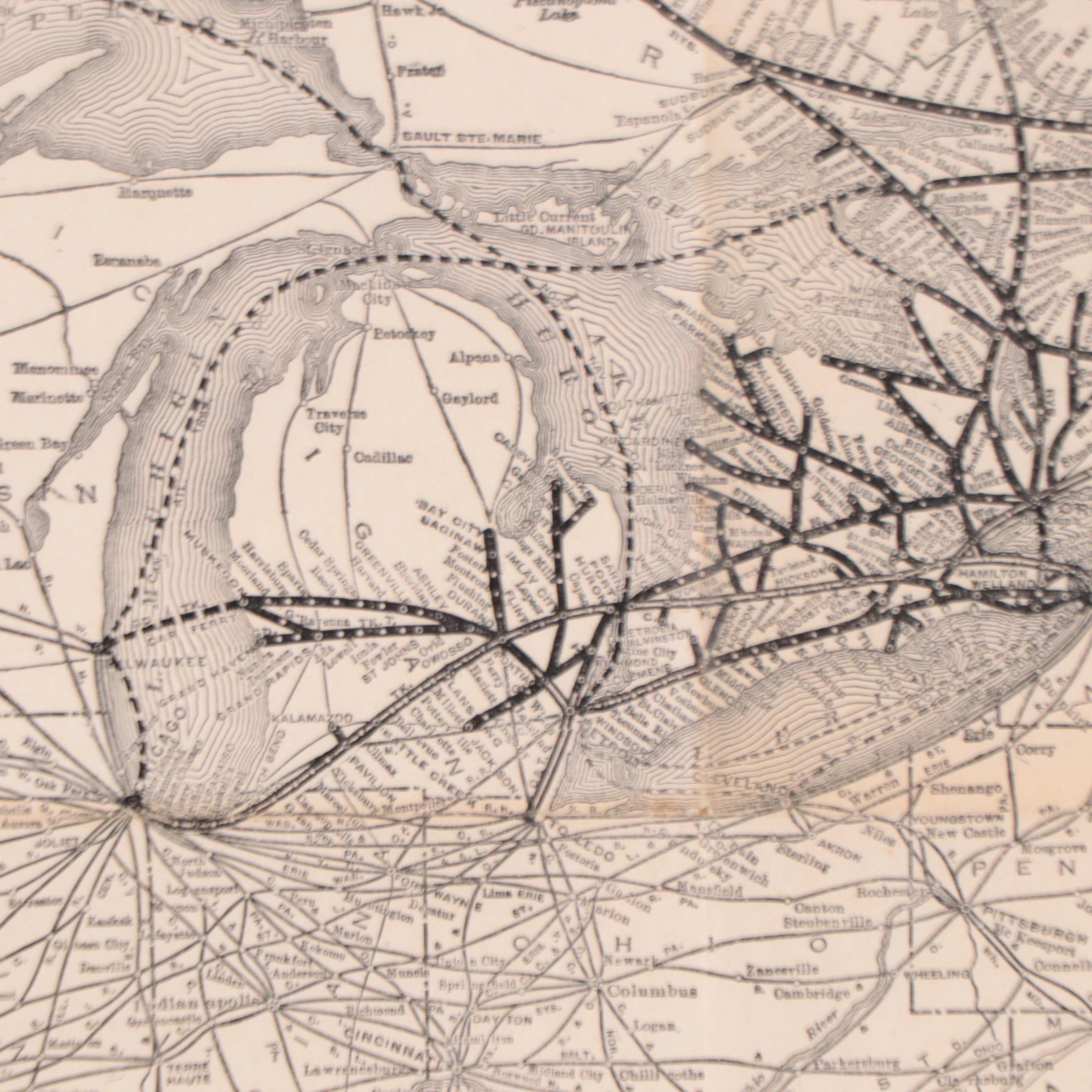 Poole Bros. Inc, Fold Out Map of North America Railway Systems, Circa 1936