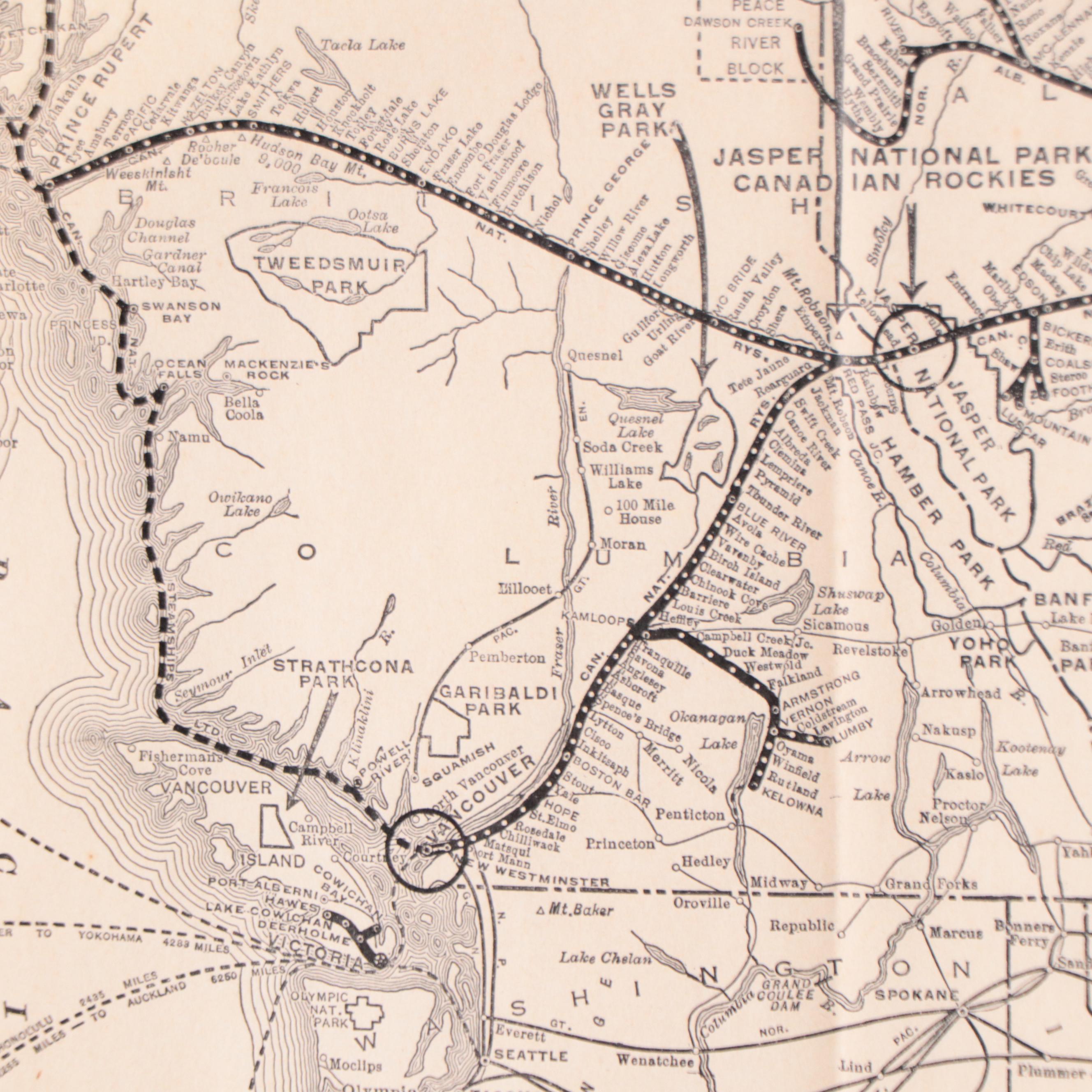 Poole Bros. Inc, Fold Out Map of North America Railway Systems, Circa 1936