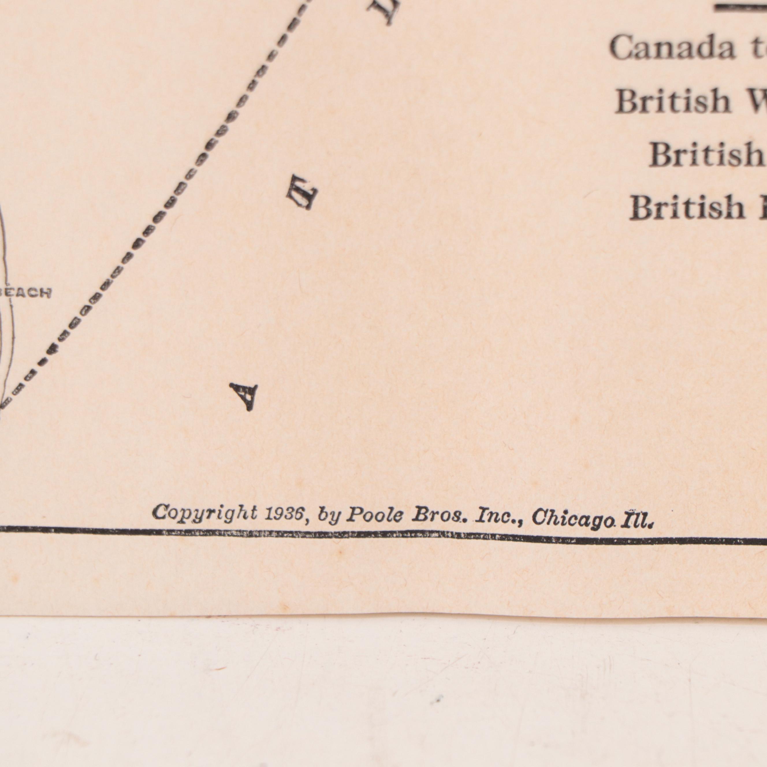 Poole Bros. Inc, Fold Out Map of North America Railway Systems, Circa 1936