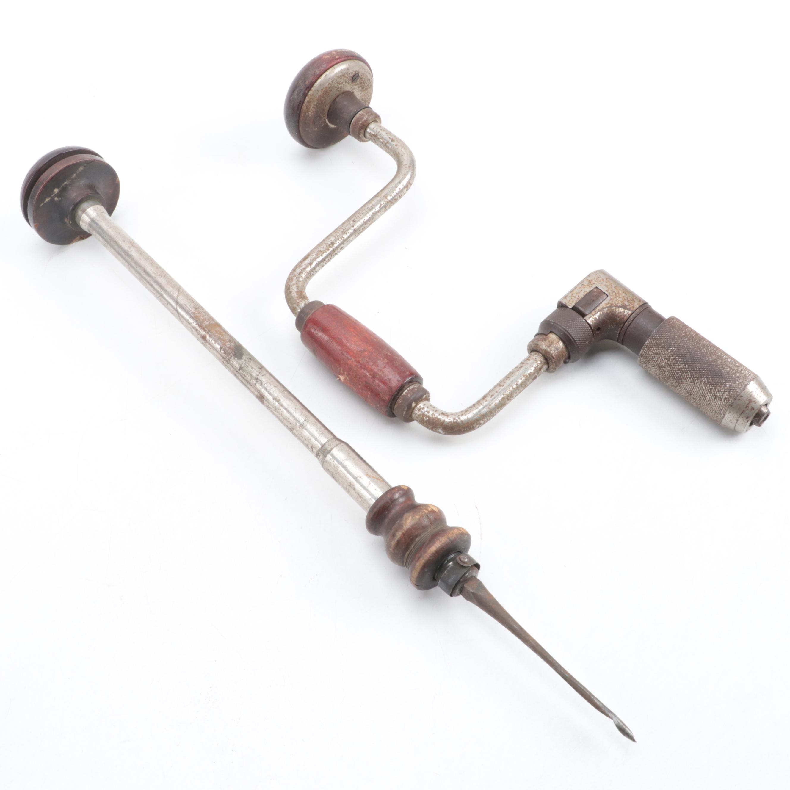 Brace Drill, Hand Drills, Stanley Block Plane With Wooden Clamp, More