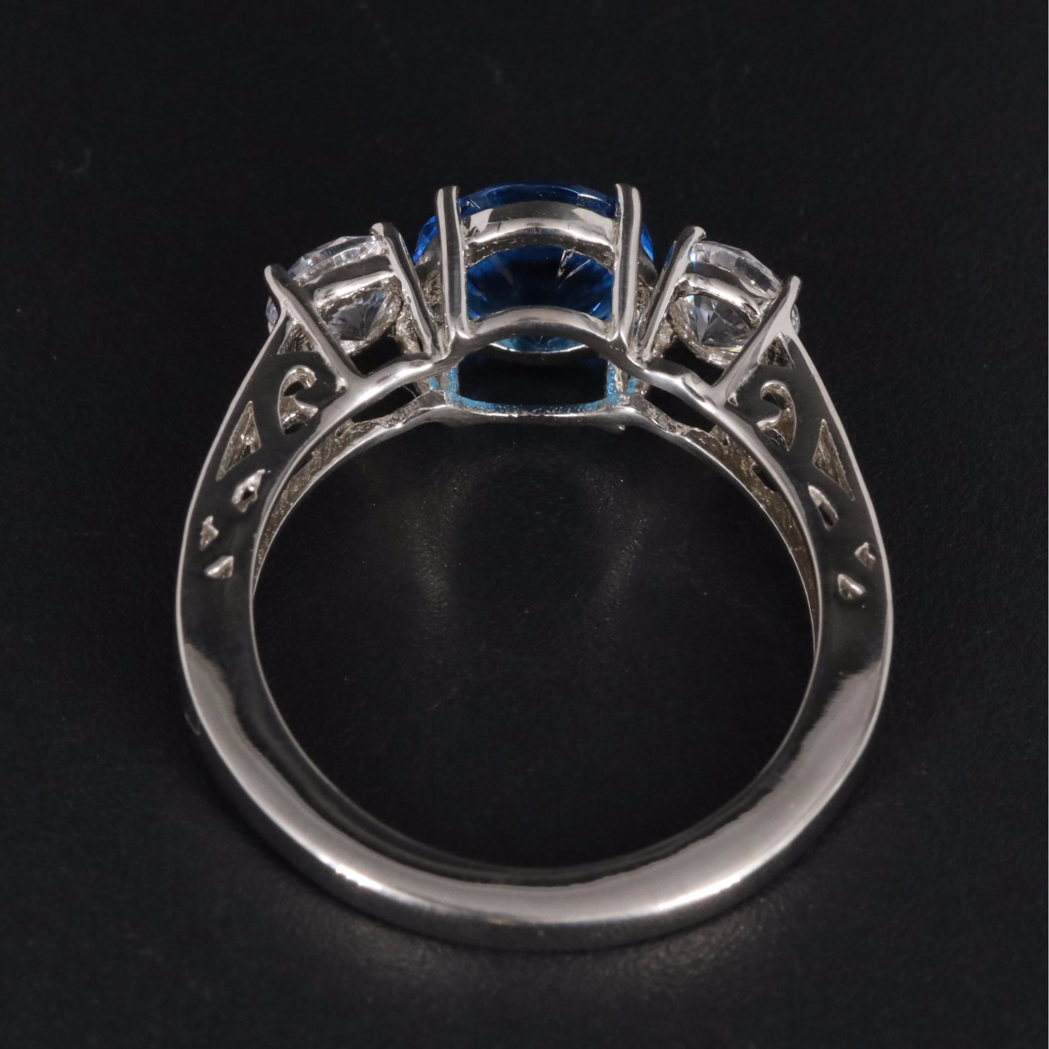 Sterling Blue Topaz and Cubic Zirconia Ring