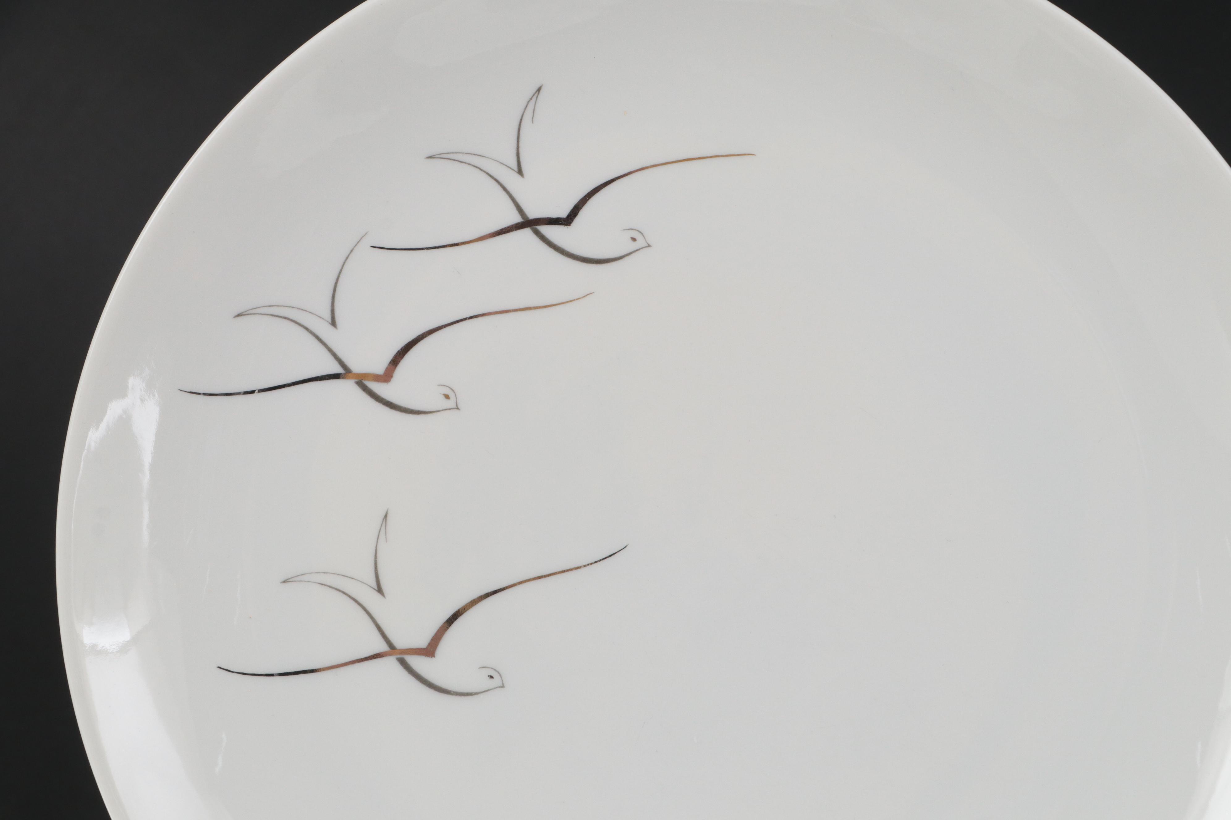 Arzberg Porcelain Hand-Painted "Silver Flight" Dinnerware and Table Accessories