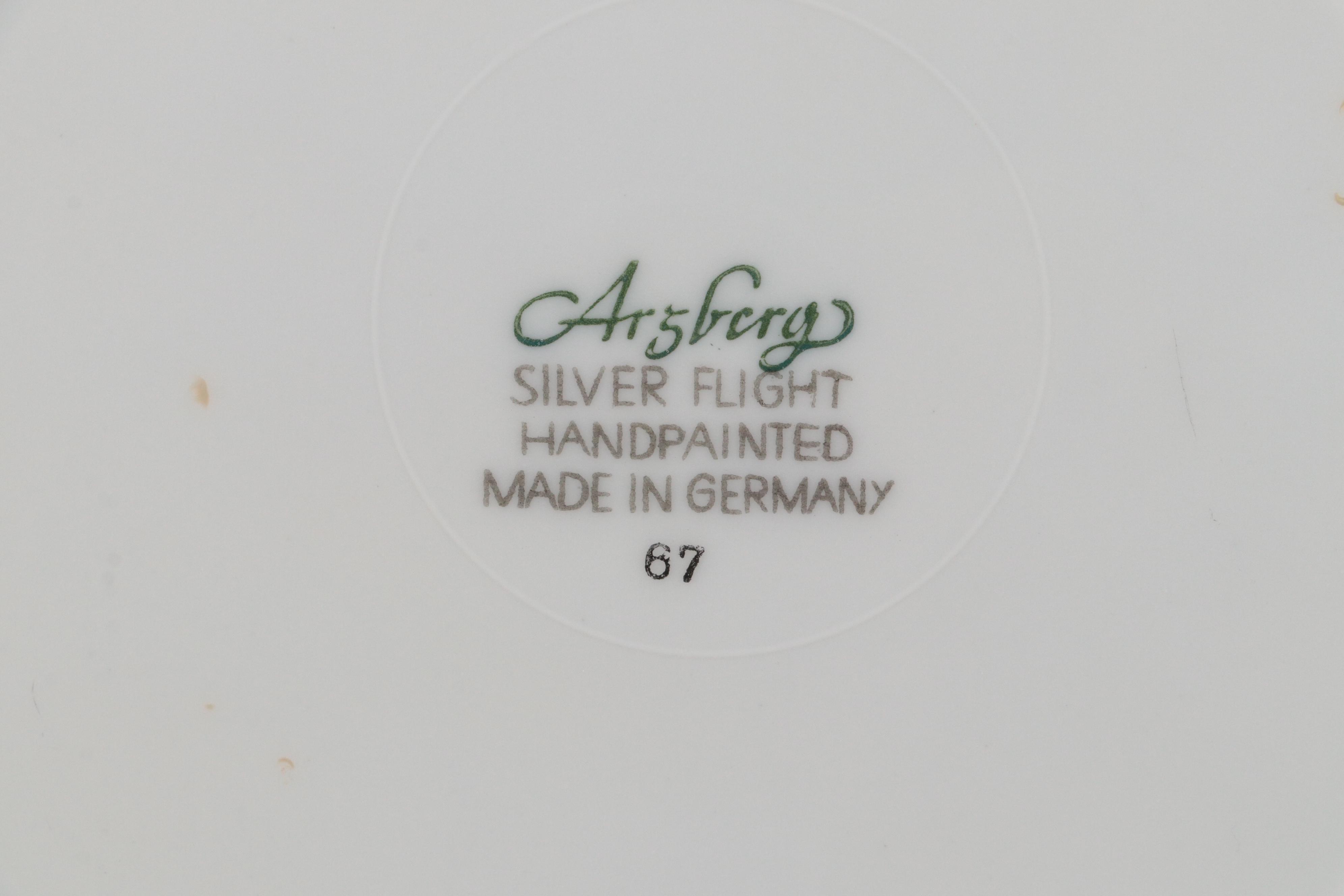 Arzberg Porcelain Hand-Painted "Silver Flight" Dinnerware and Table Accessories