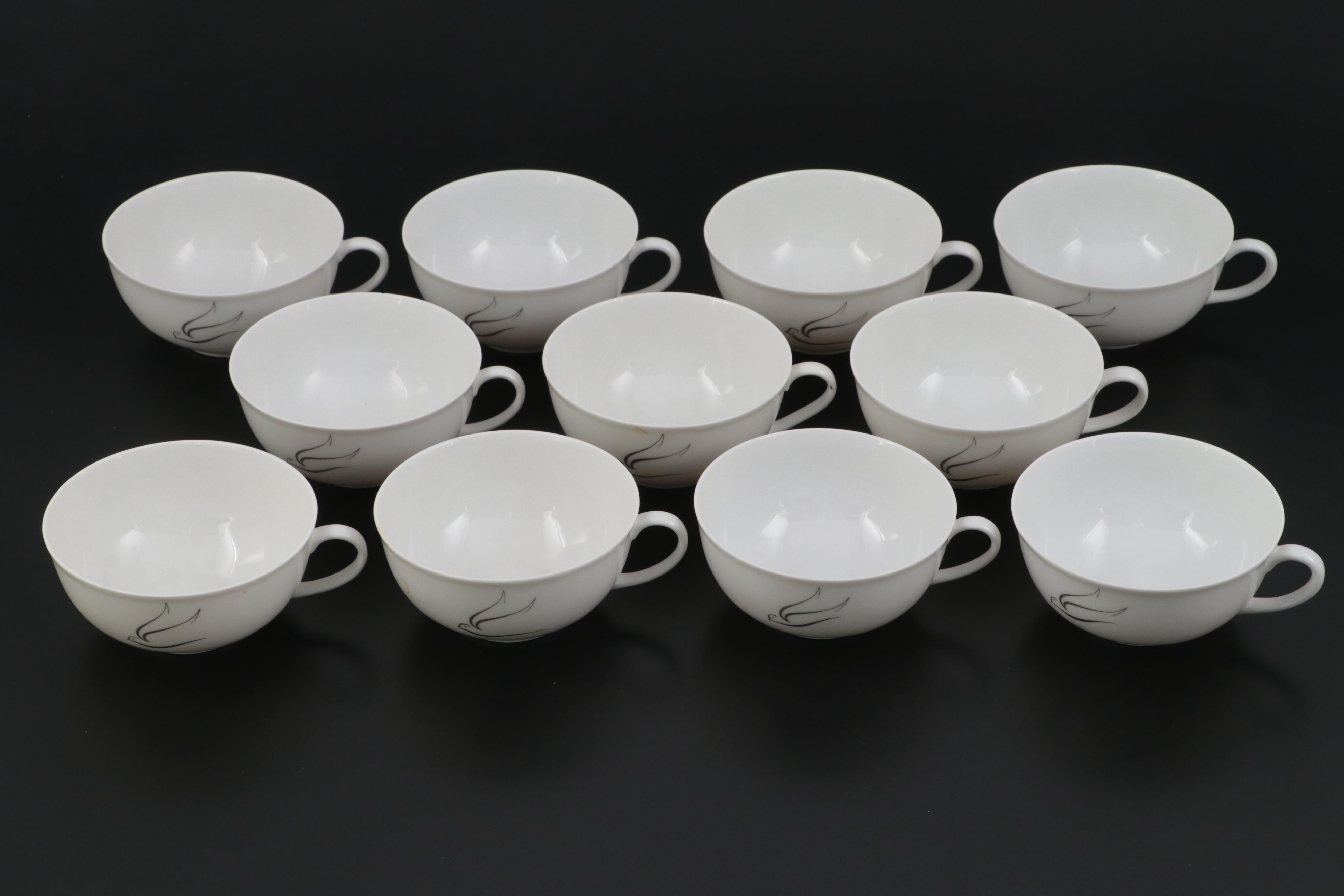 Arzberg Porcelain Hand-Painted "Silver Flight" Dinnerware and Table Accessories