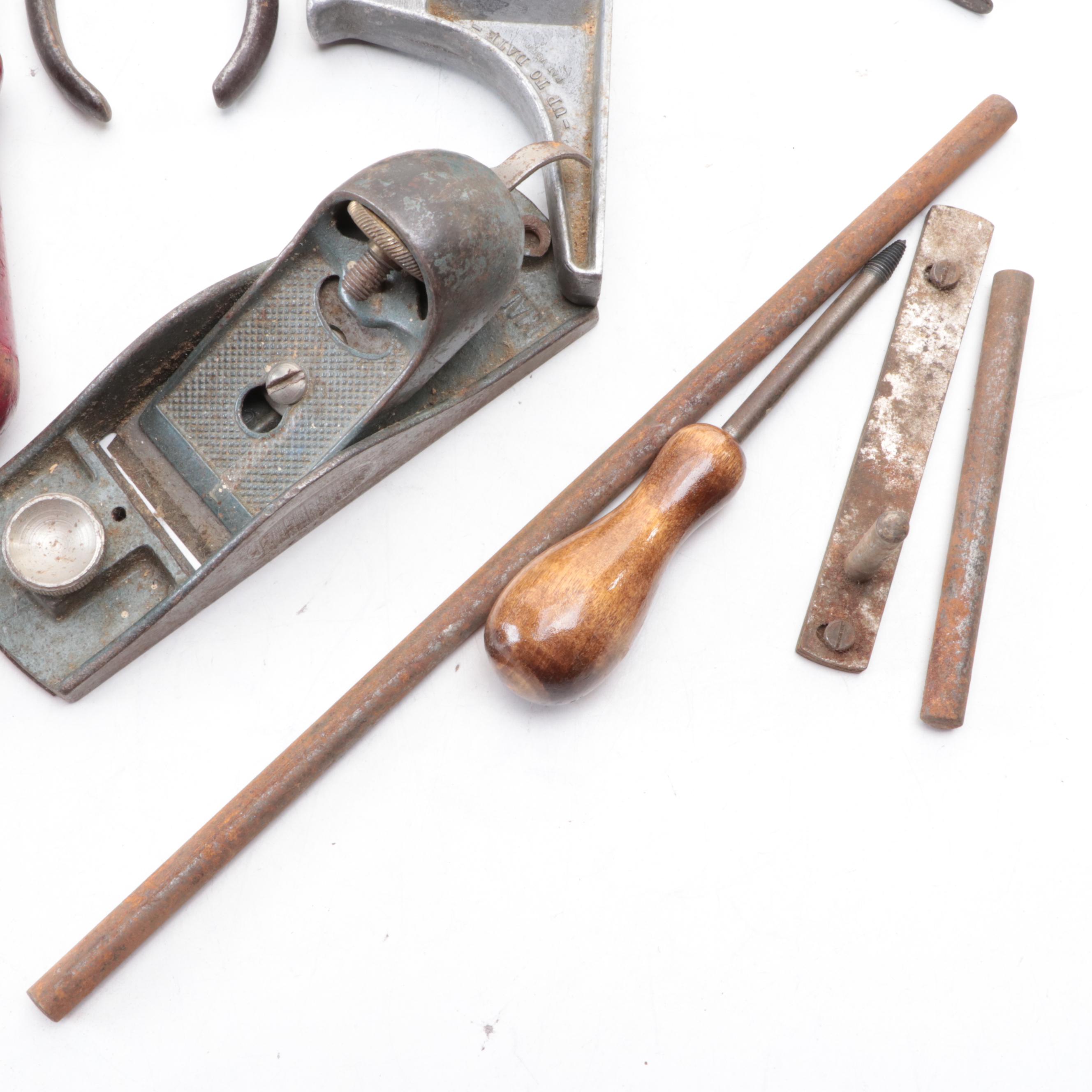 Stanley Adjustable Plow Plane With Hand Drills, Calipers, Rasps and Plane Blades
