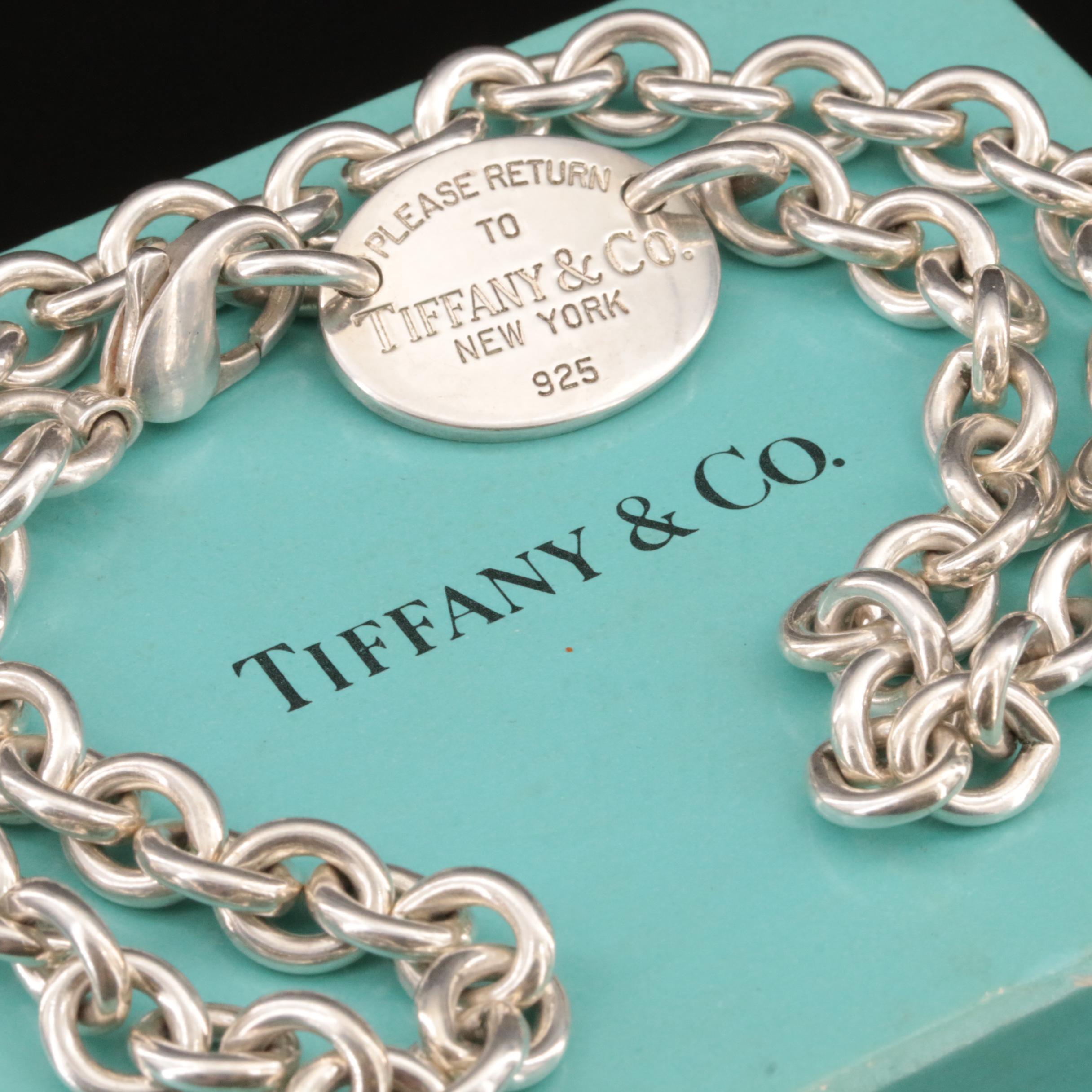 Tiffany & Co. Please Return to Tiffany Sterling Oval Tag Necklace