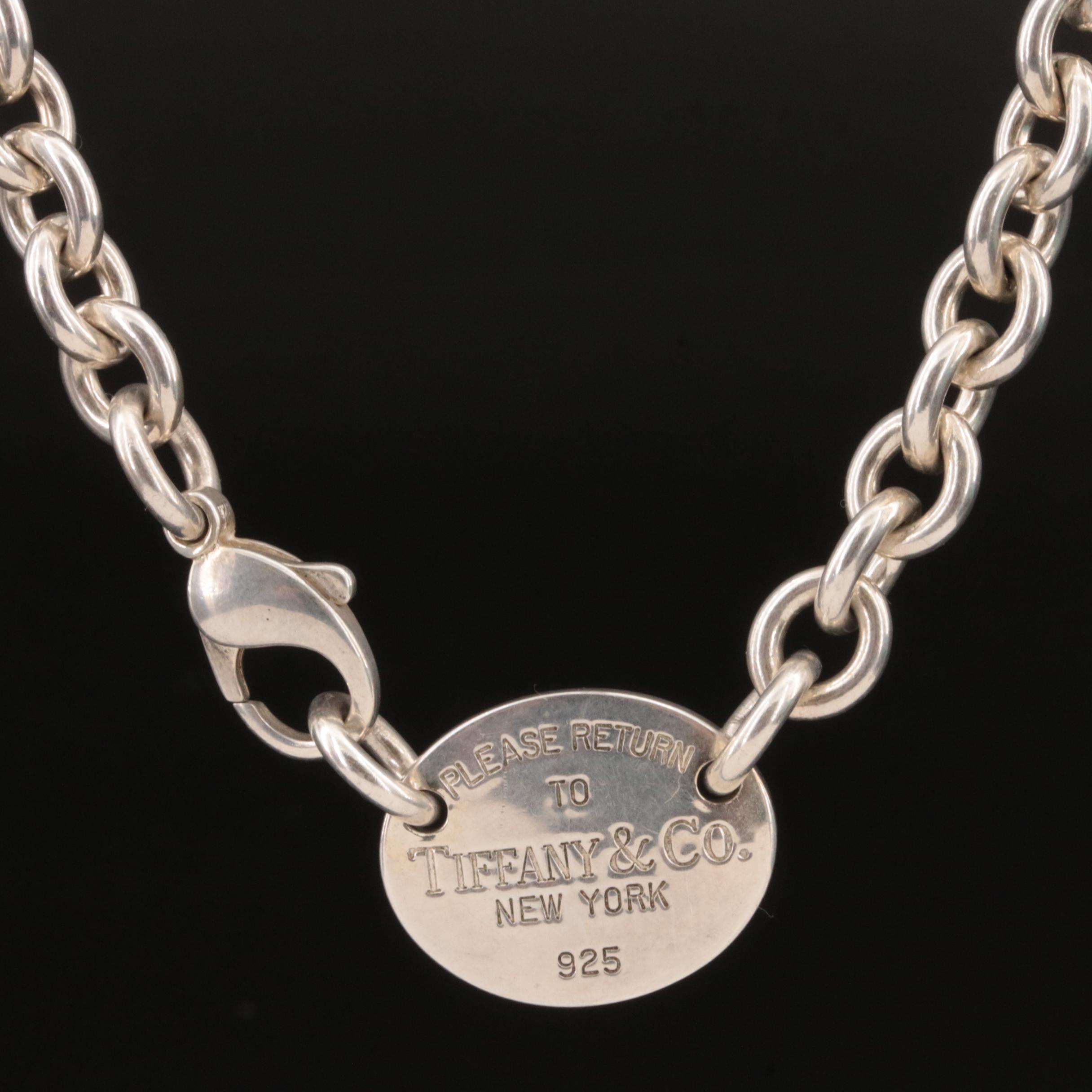 Tiffany & Co. Please Return to Tiffany Sterling Oval Tag Necklace