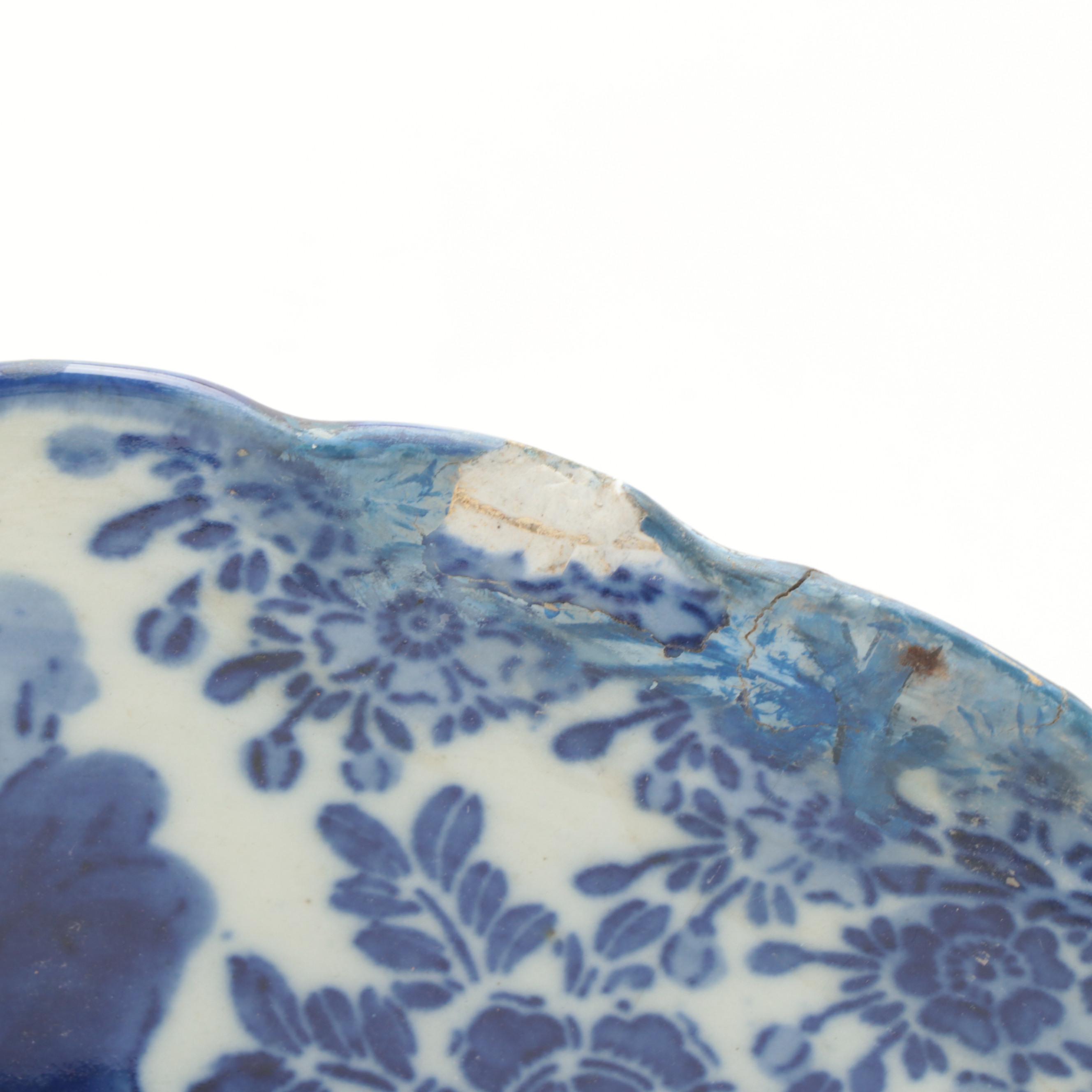 Japanese Porcelain Katagami Charger with Other Bowls