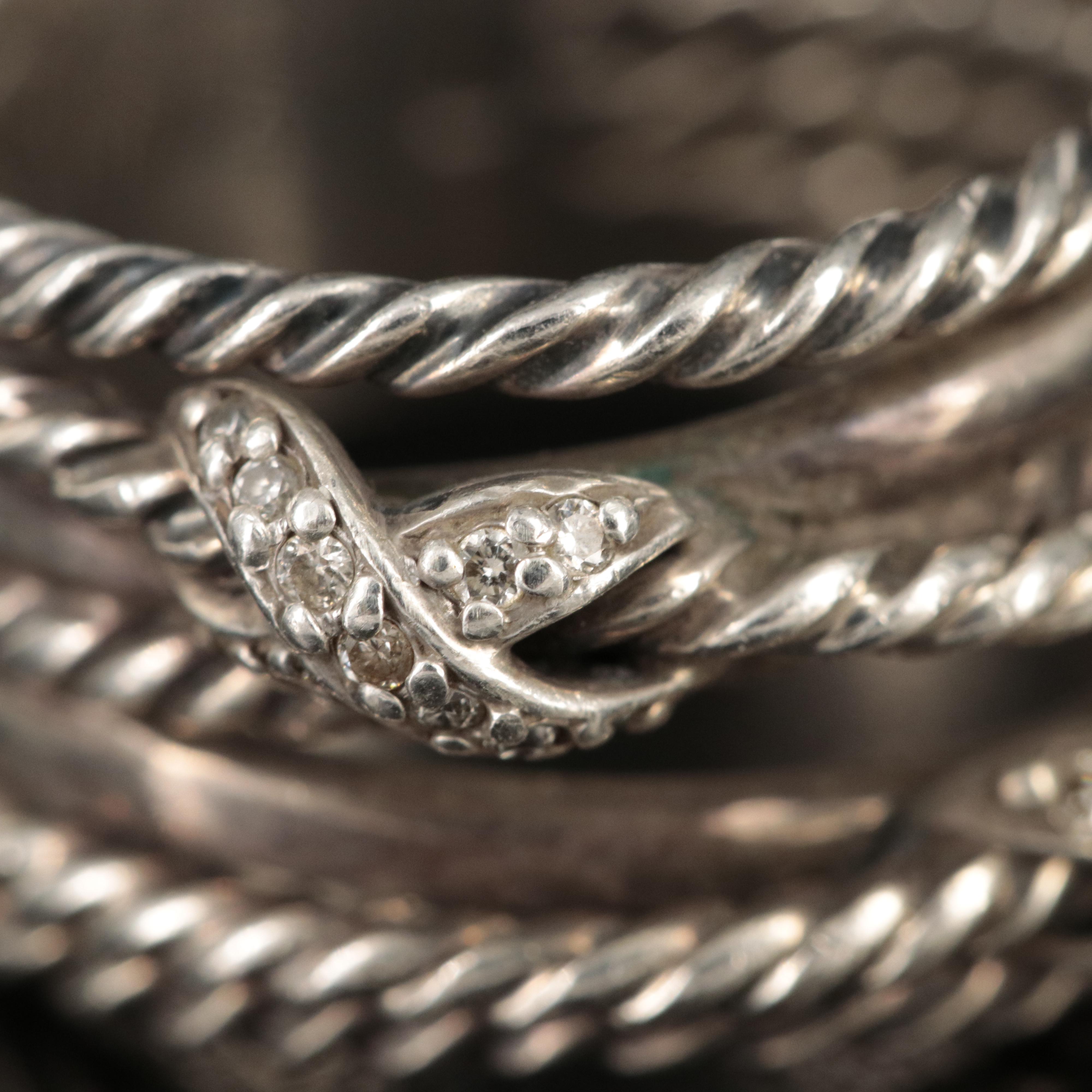 David Yurman Sterling Diamond Double X Crossover Ring