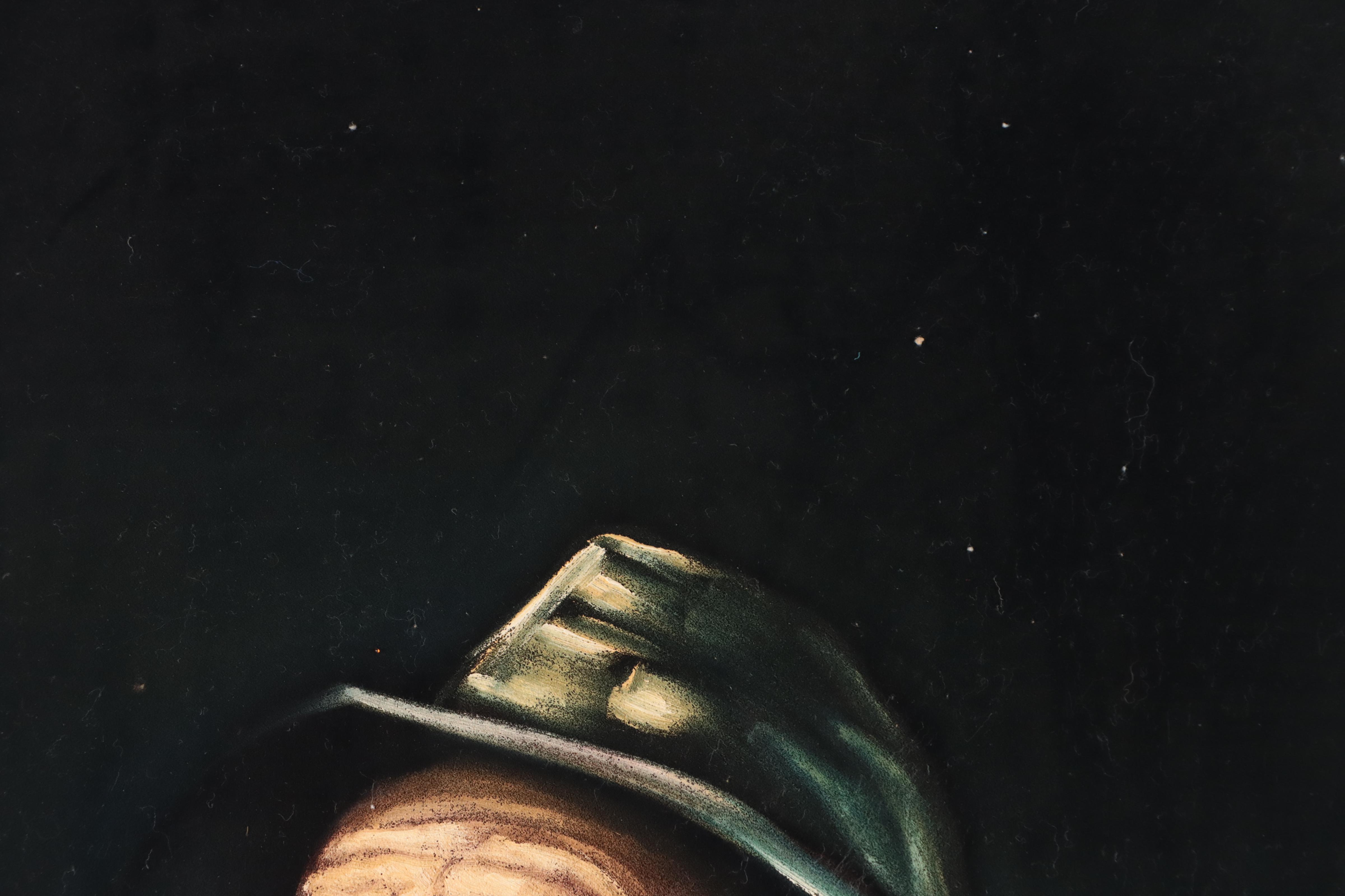 Portrait of Fisherman Acrylic Painting on Velvet