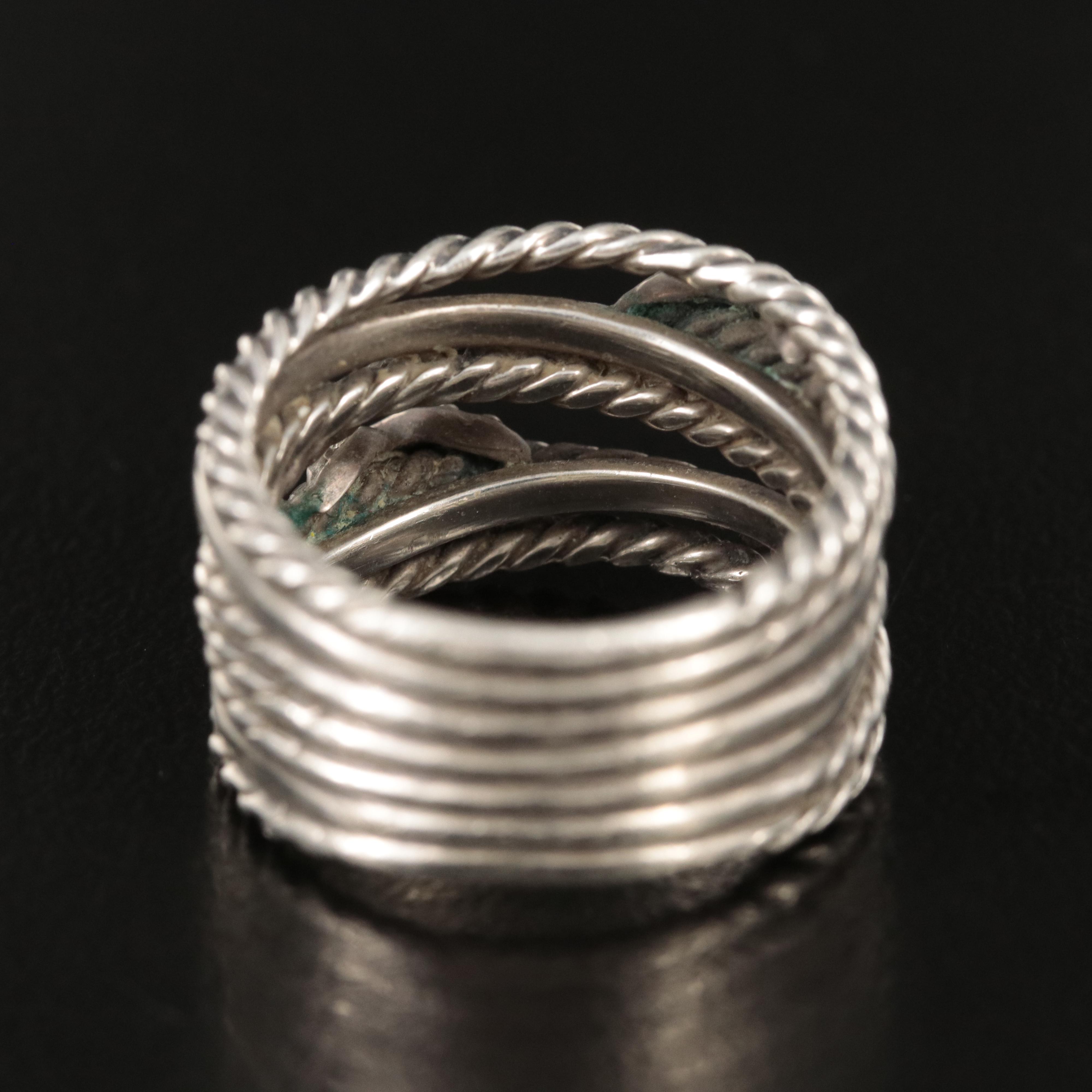 David Yurman Sterling Diamond Double X Crossover Ring