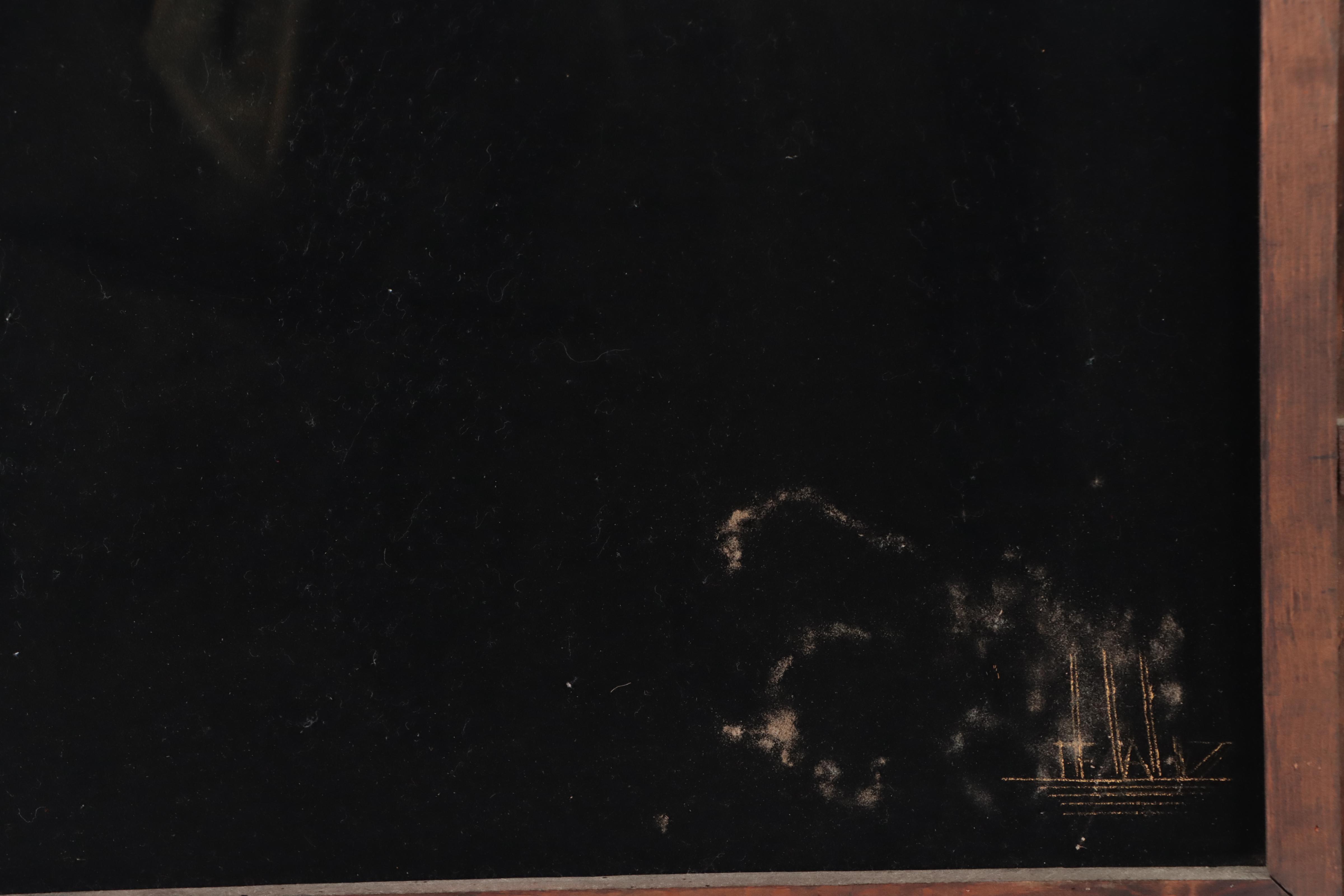 Portrait of Fisherman Acrylic Painting on Velvet