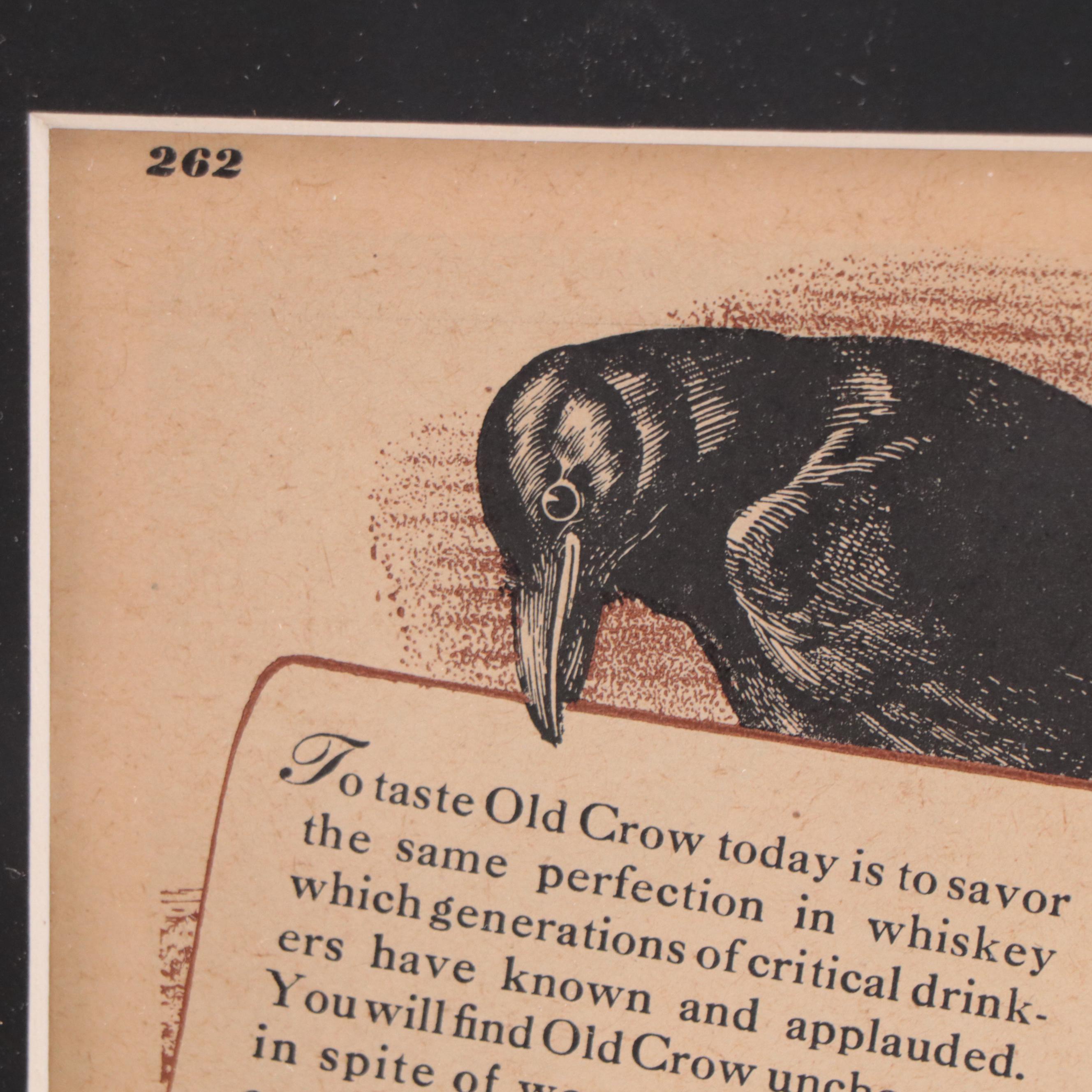 Old Crow Bourbon Whiskey Lithograph Advertisement, 1944