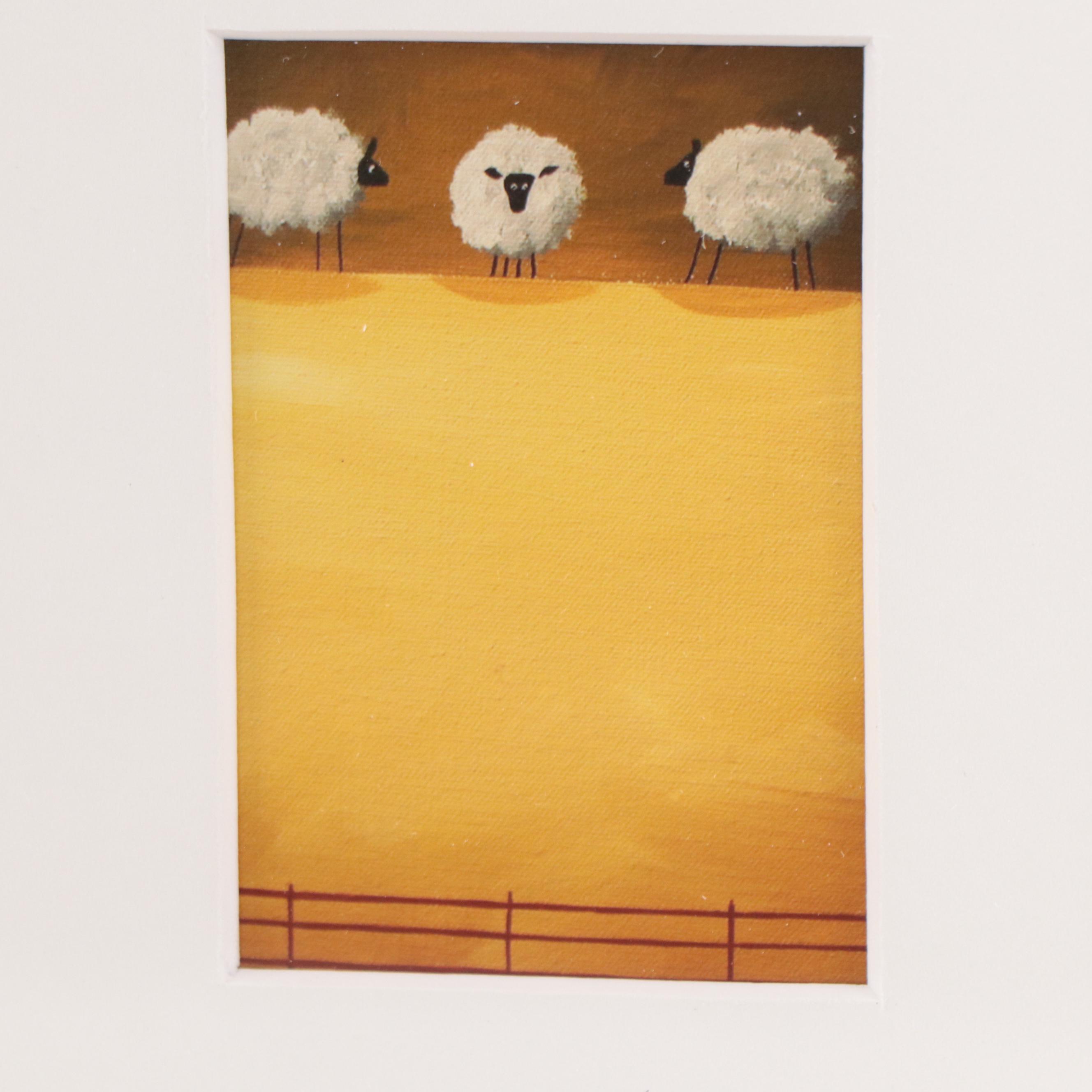 Debbie Criswell Folk Art Giclées of Sheep, 21st Century