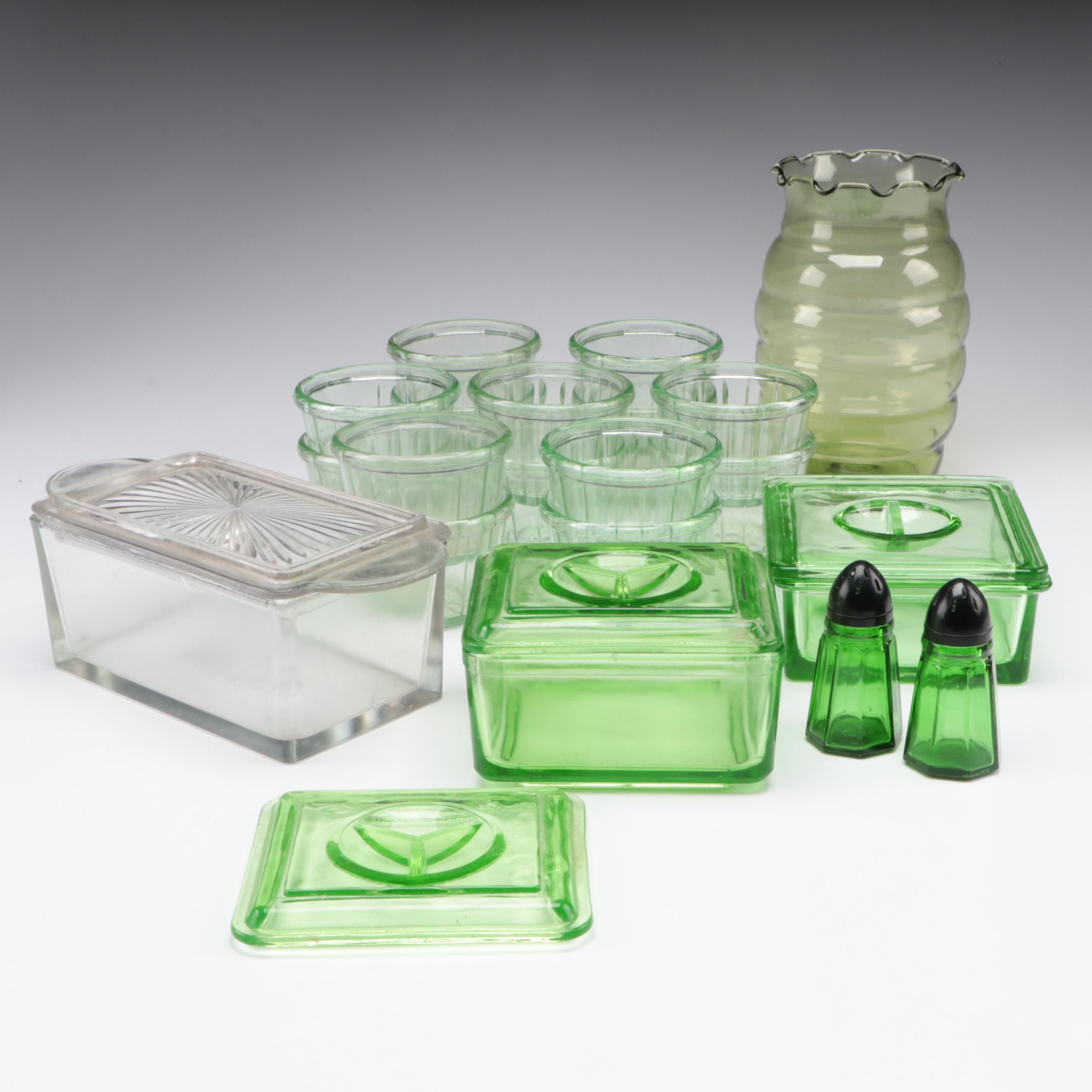 Hazel Atlas and Other Refrigerator Dishes and Other Glass Tableware