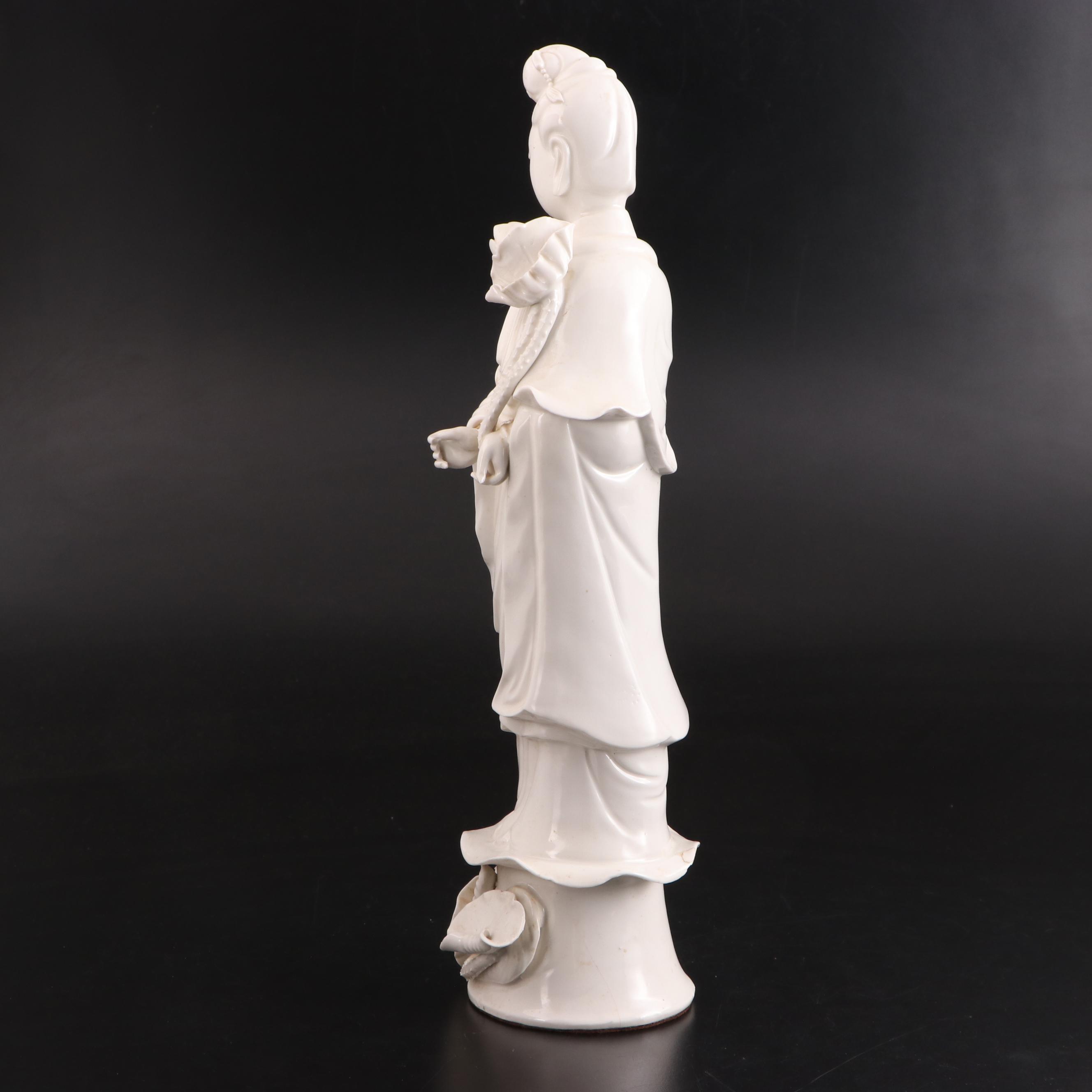 Chinese Blanc De Chine Guanyin Porcelain Figurine