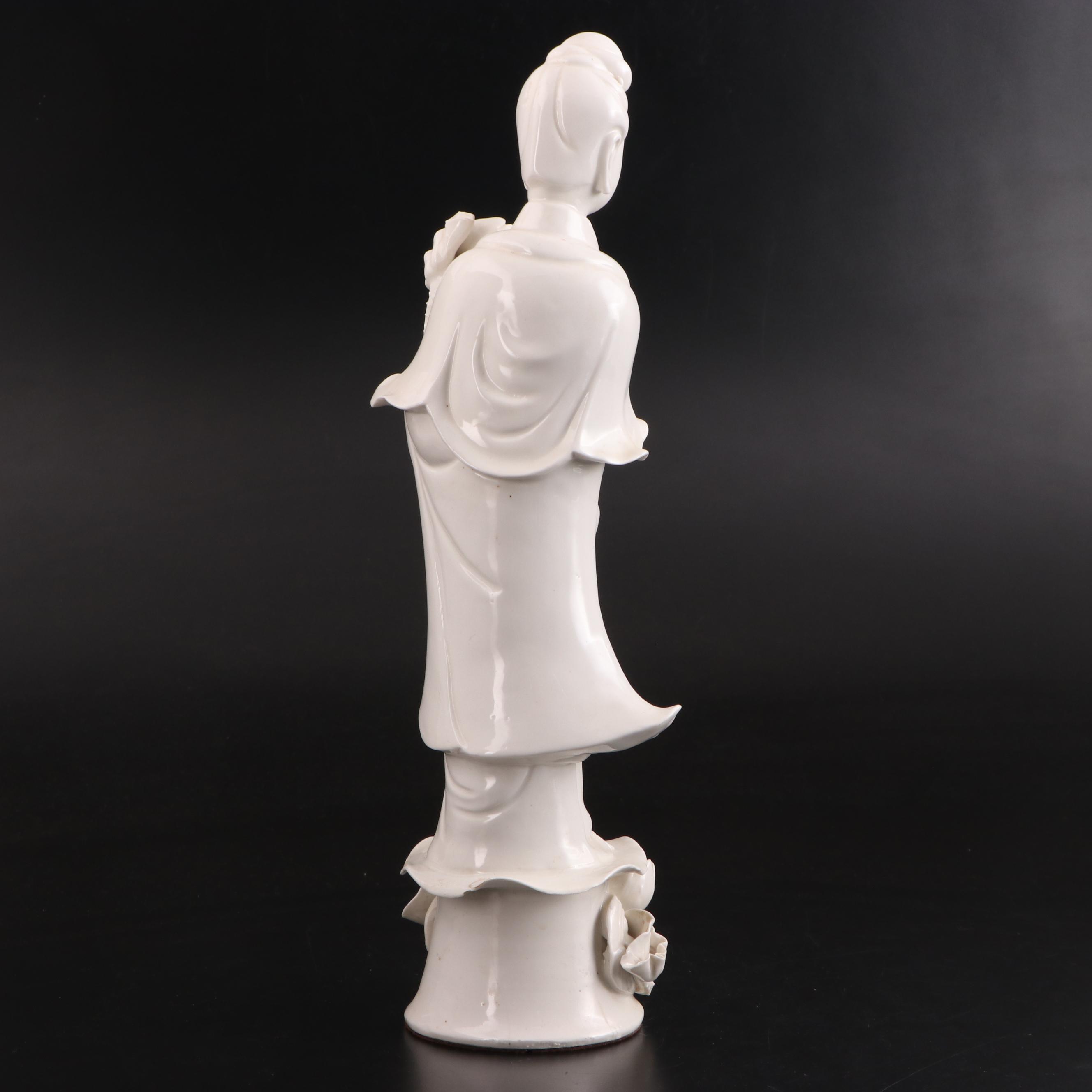 Chinese Blanc De Chine Guanyin Porcelain Figurine