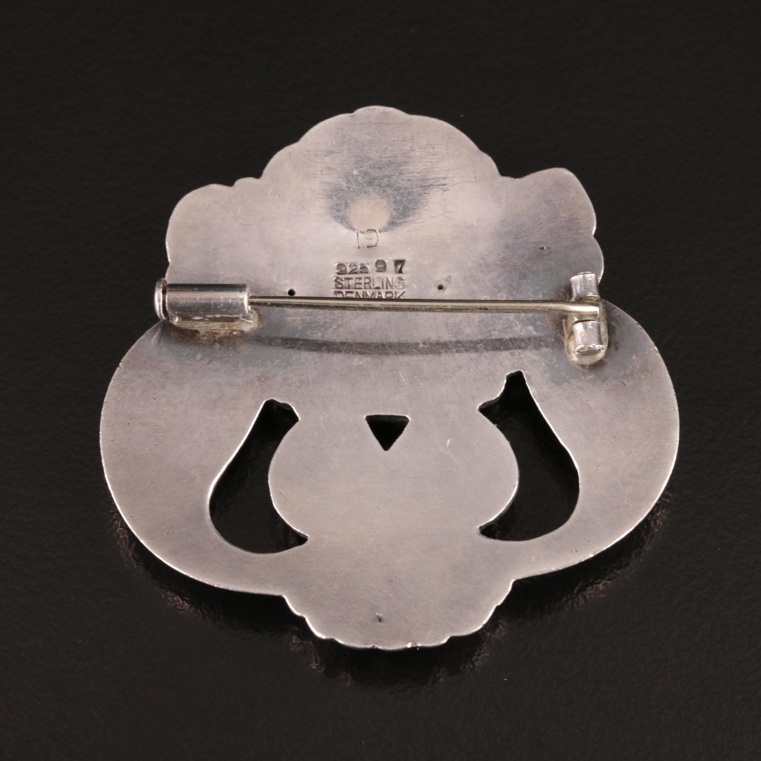 Arno Malinowski for Georg Jensen Sterling Orchid Brooch