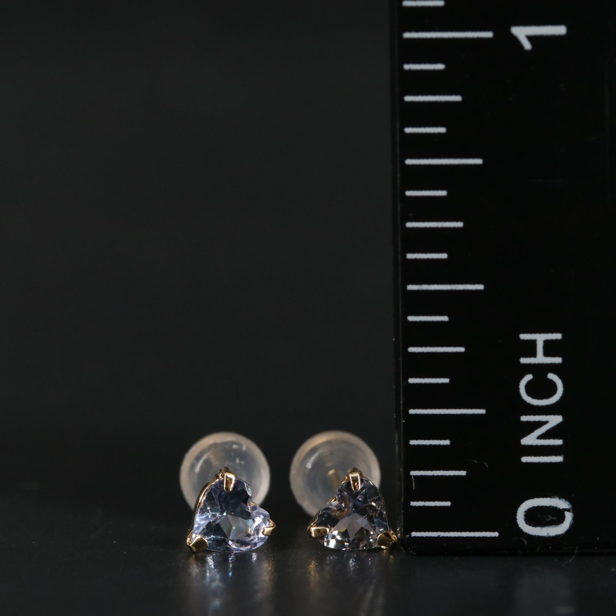 18K Tanzanite Heart Stud Earrings