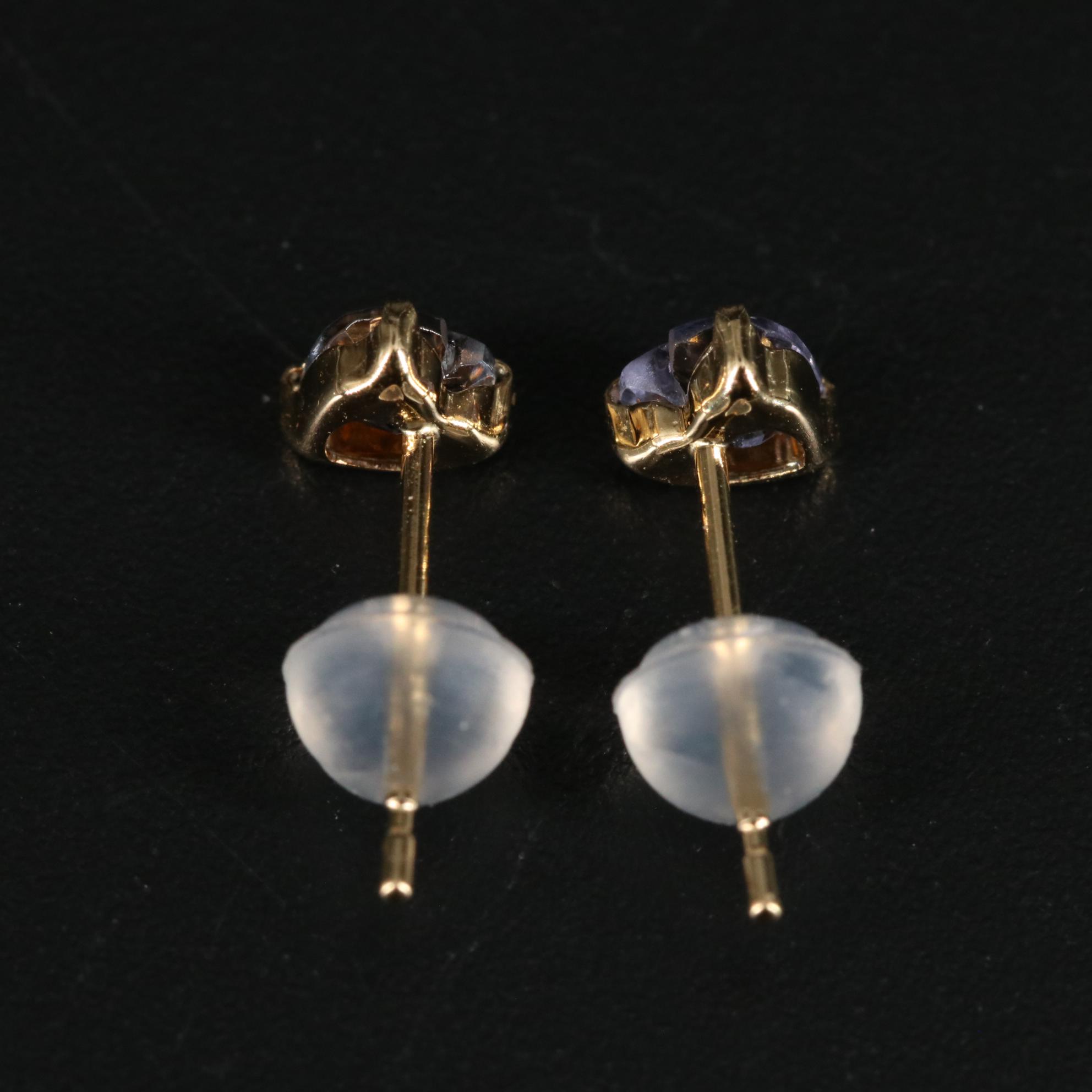 18K Tanzanite Heart Stud Earrings