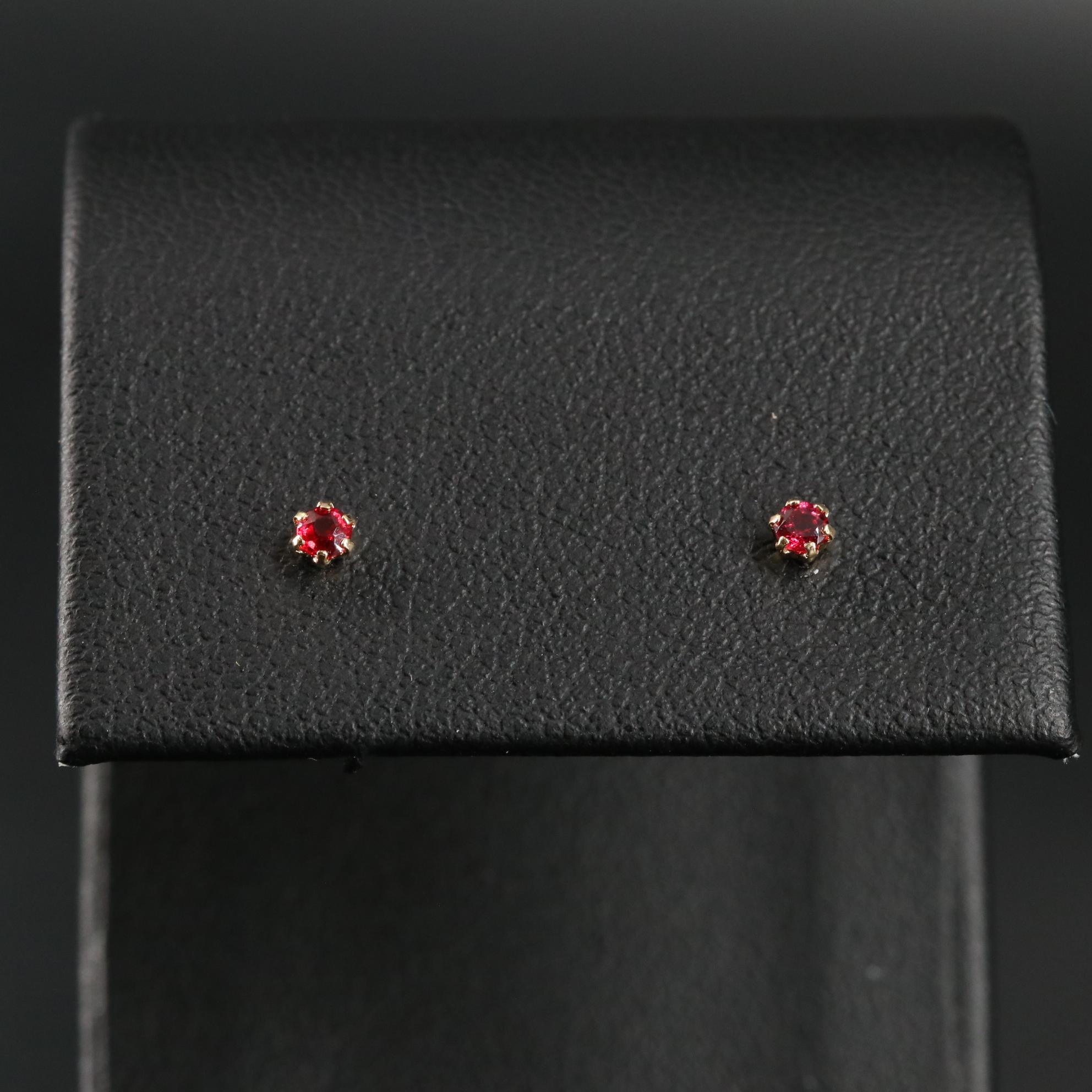 18K Red Spinel Stud Earrings