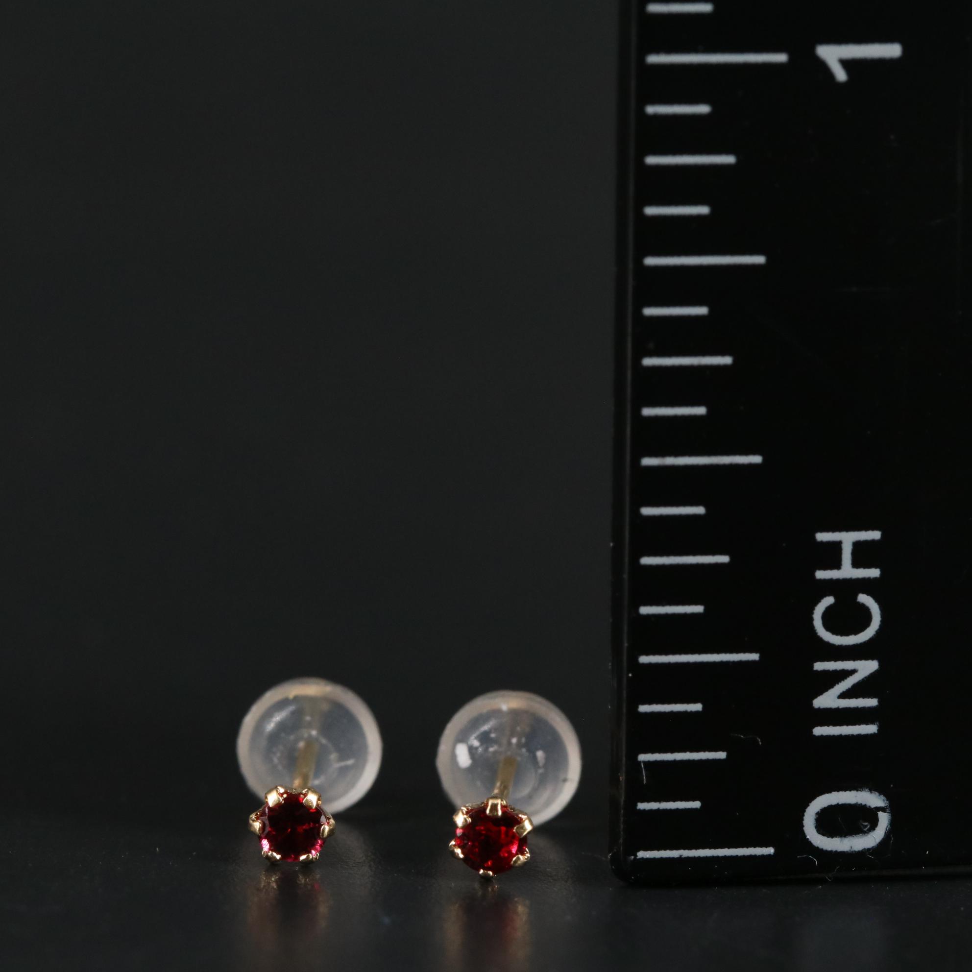 18K Red Spinel Stud Earrings