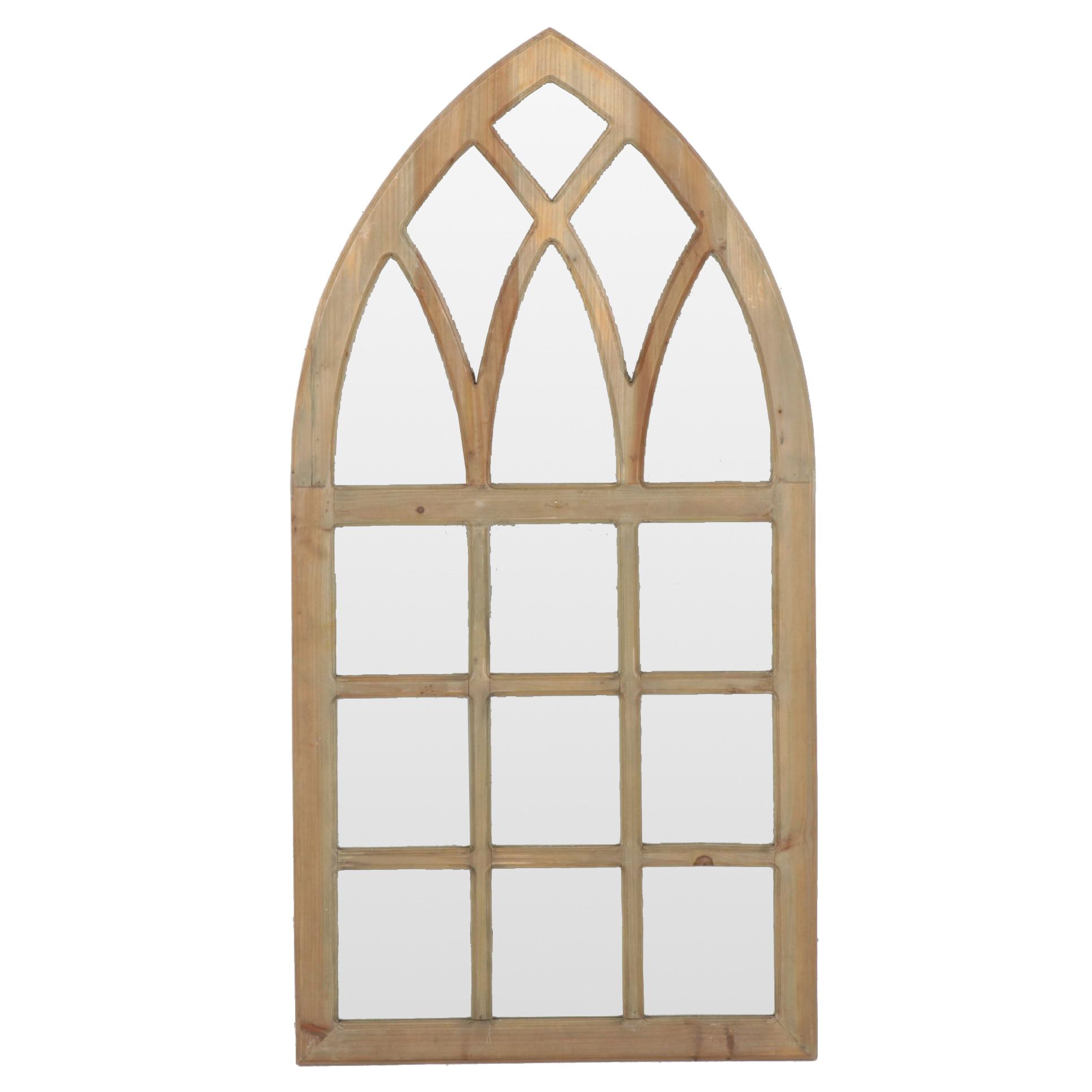 Contemporary Cathedral Style Wood Framed Wall Mirror