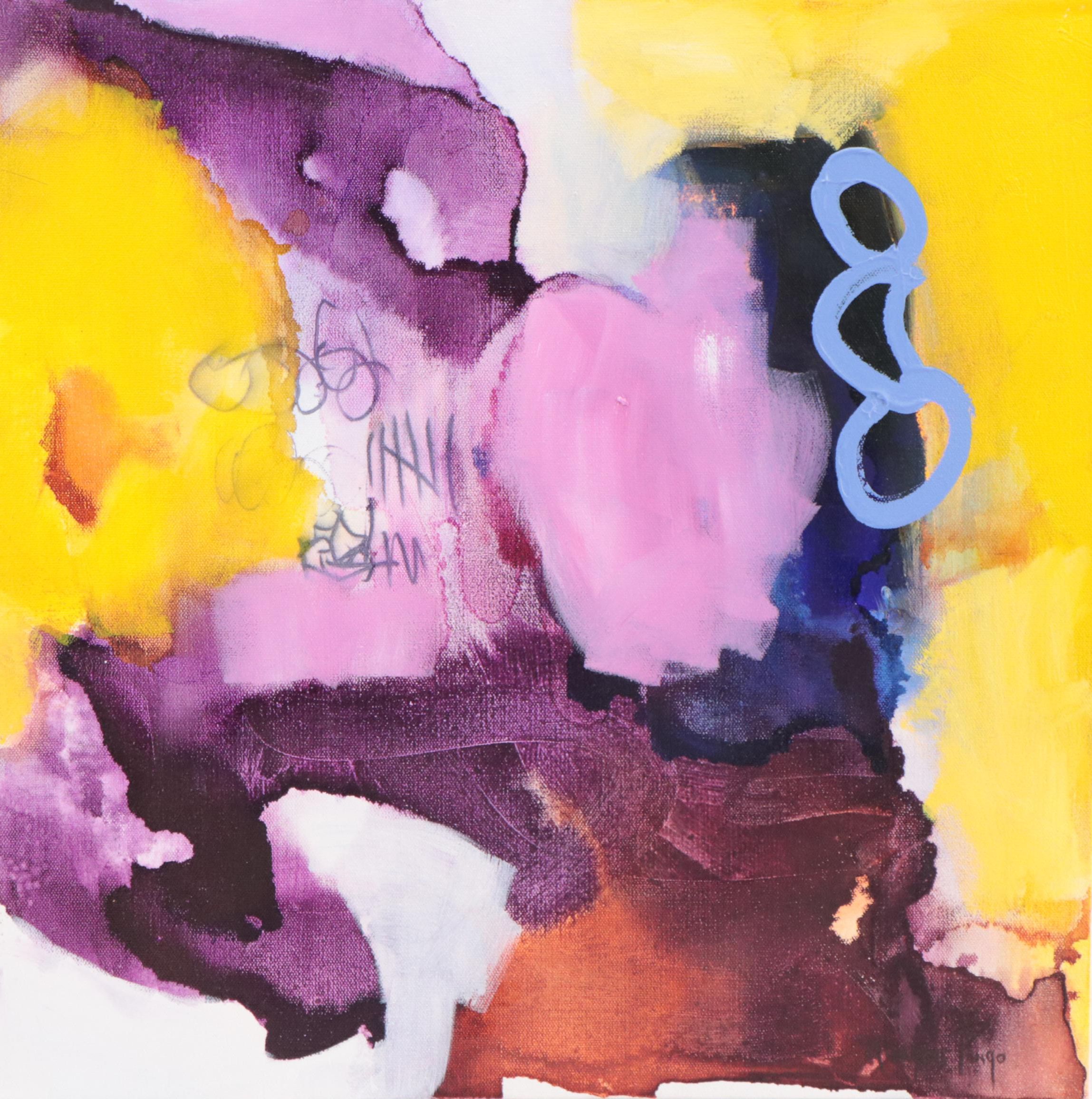 Milagros Pongo Abstract Mixed Media Painting "Life in Dream," 21st Century