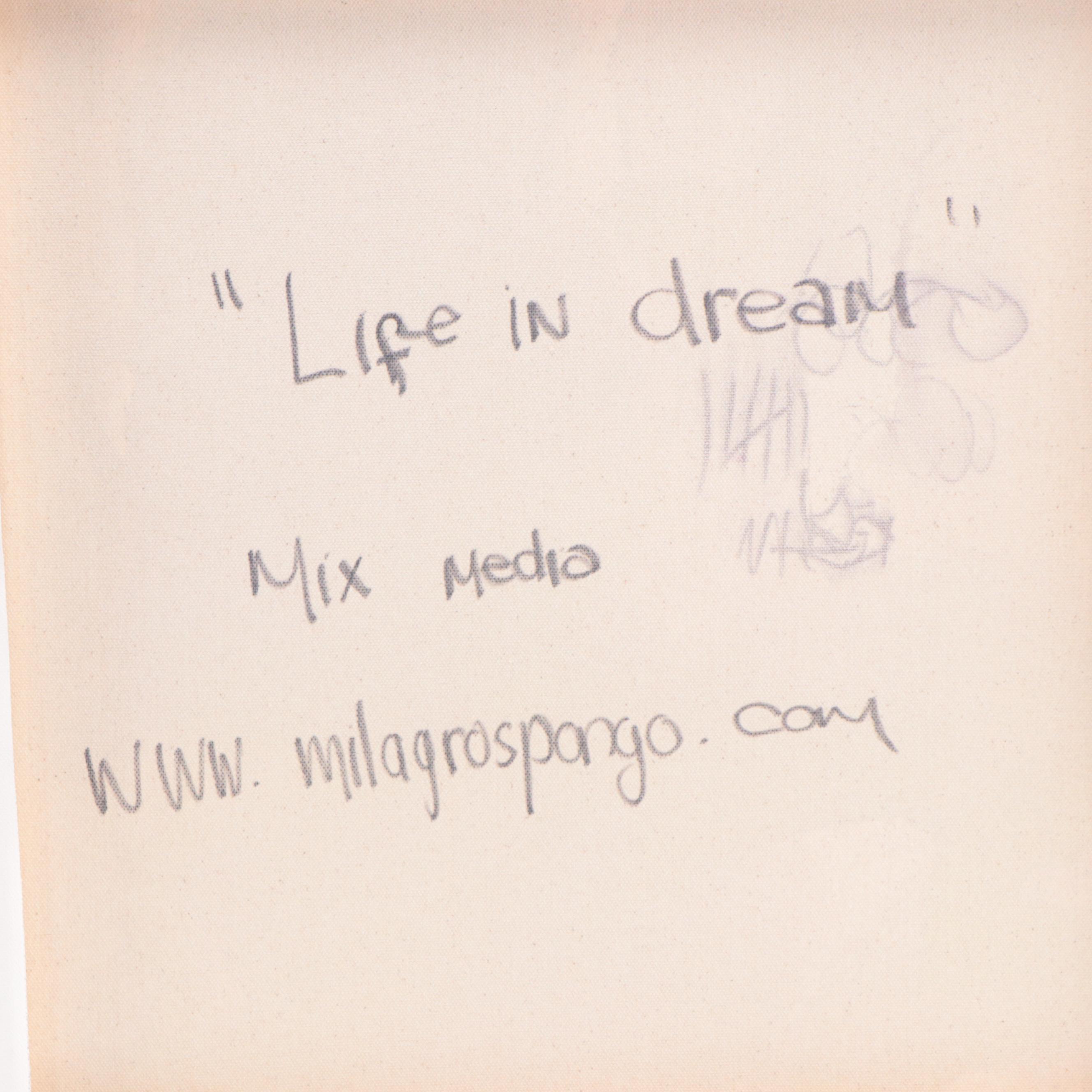 Milagros Pongo Abstract Mixed Media Painting "Life in Dream," 21st Century