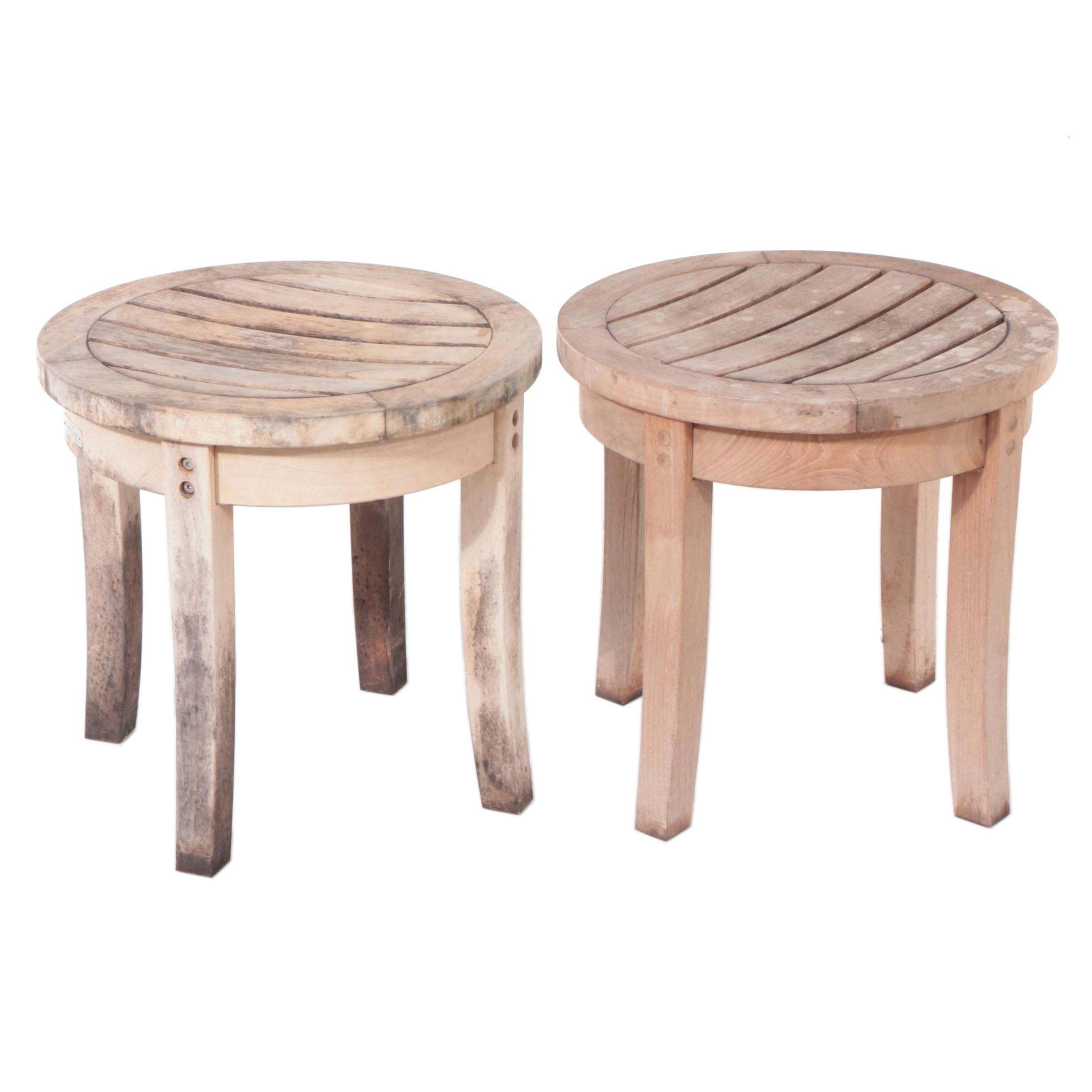 Pair of Teak Patio Side Tables or Stools
