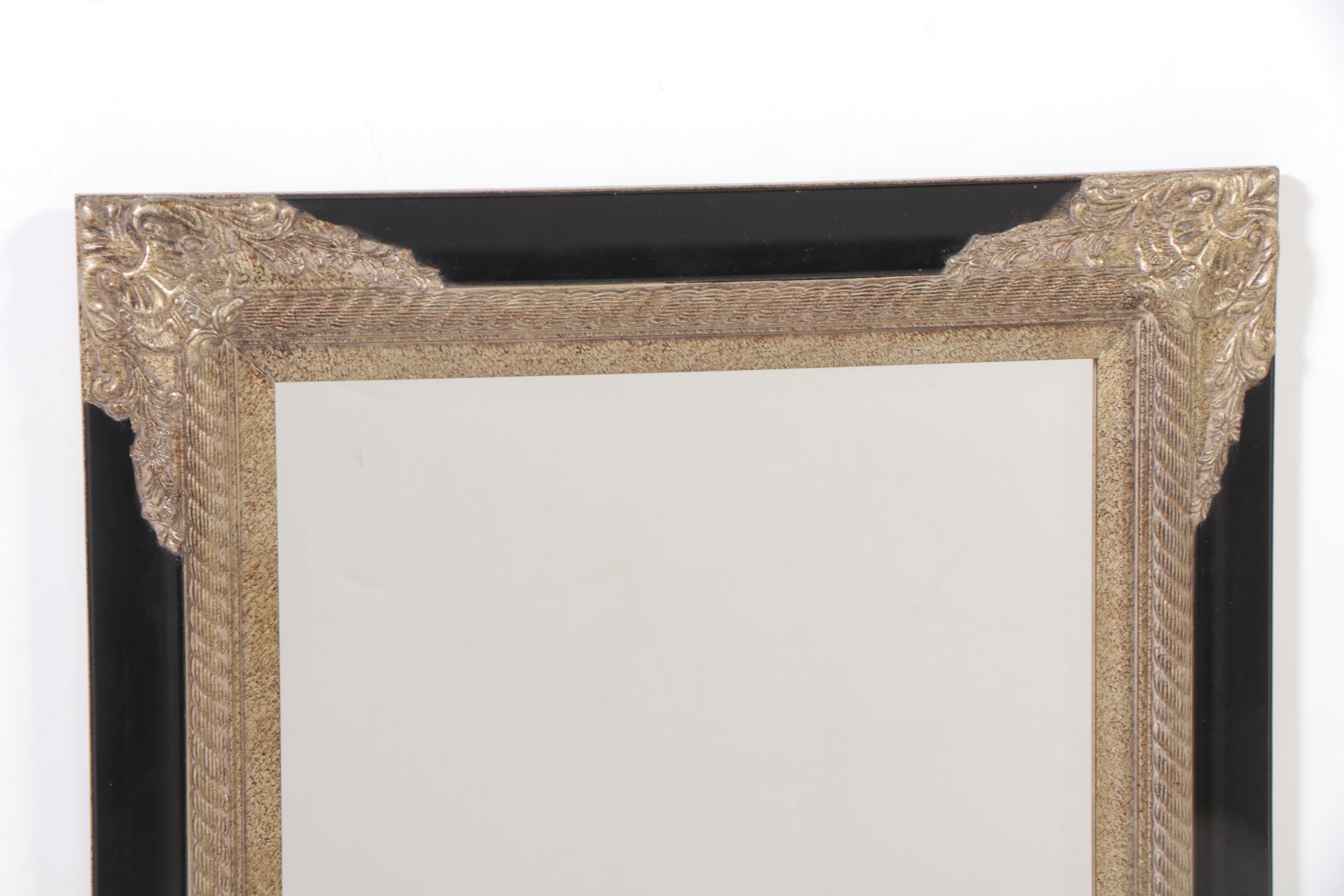Silverwood Products Neoclassical Style Ebonized and Parcel-Gilt Mirror