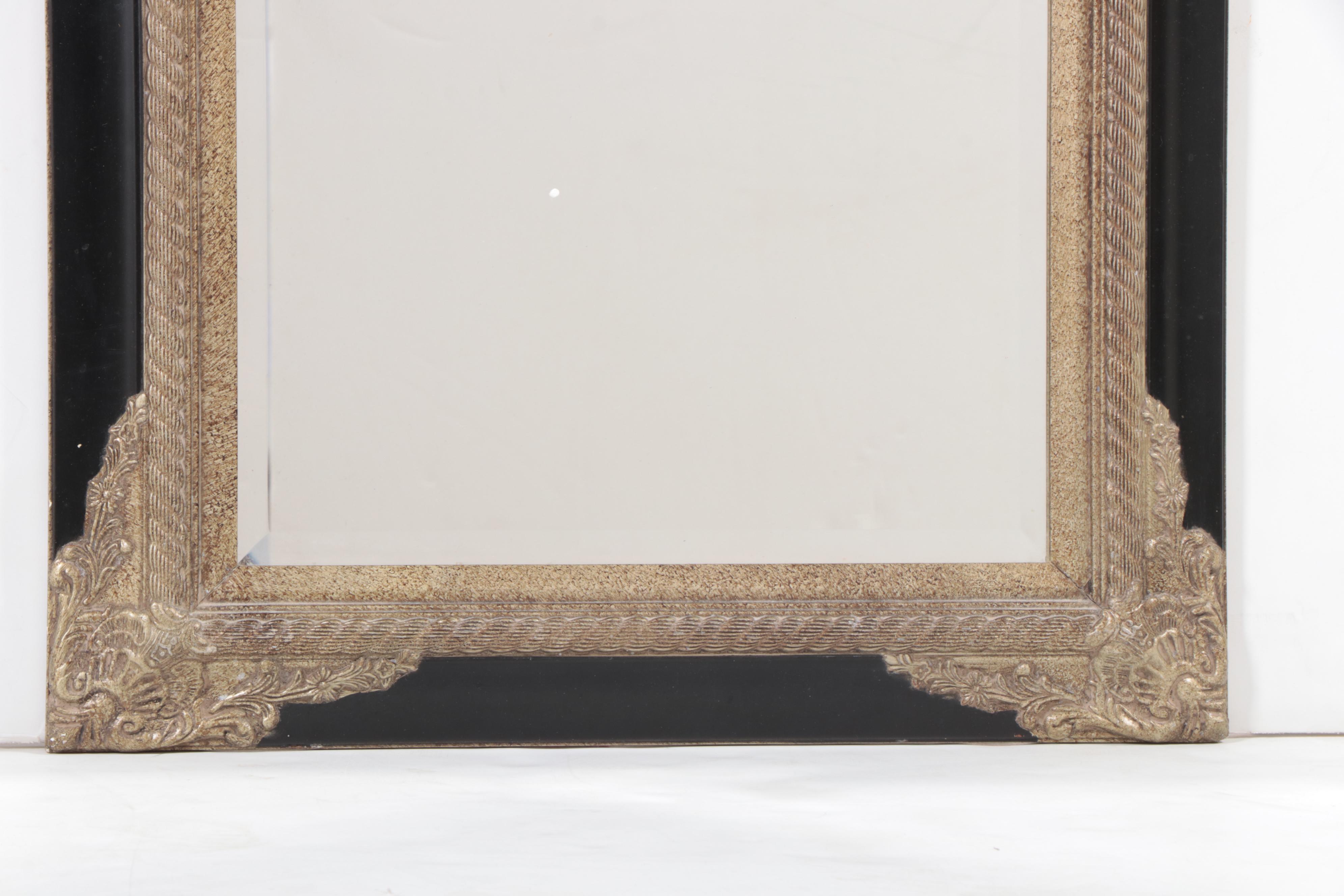 Silverwood Products Neoclassical Style Ebonized and Parcel-Gilt Mirror
