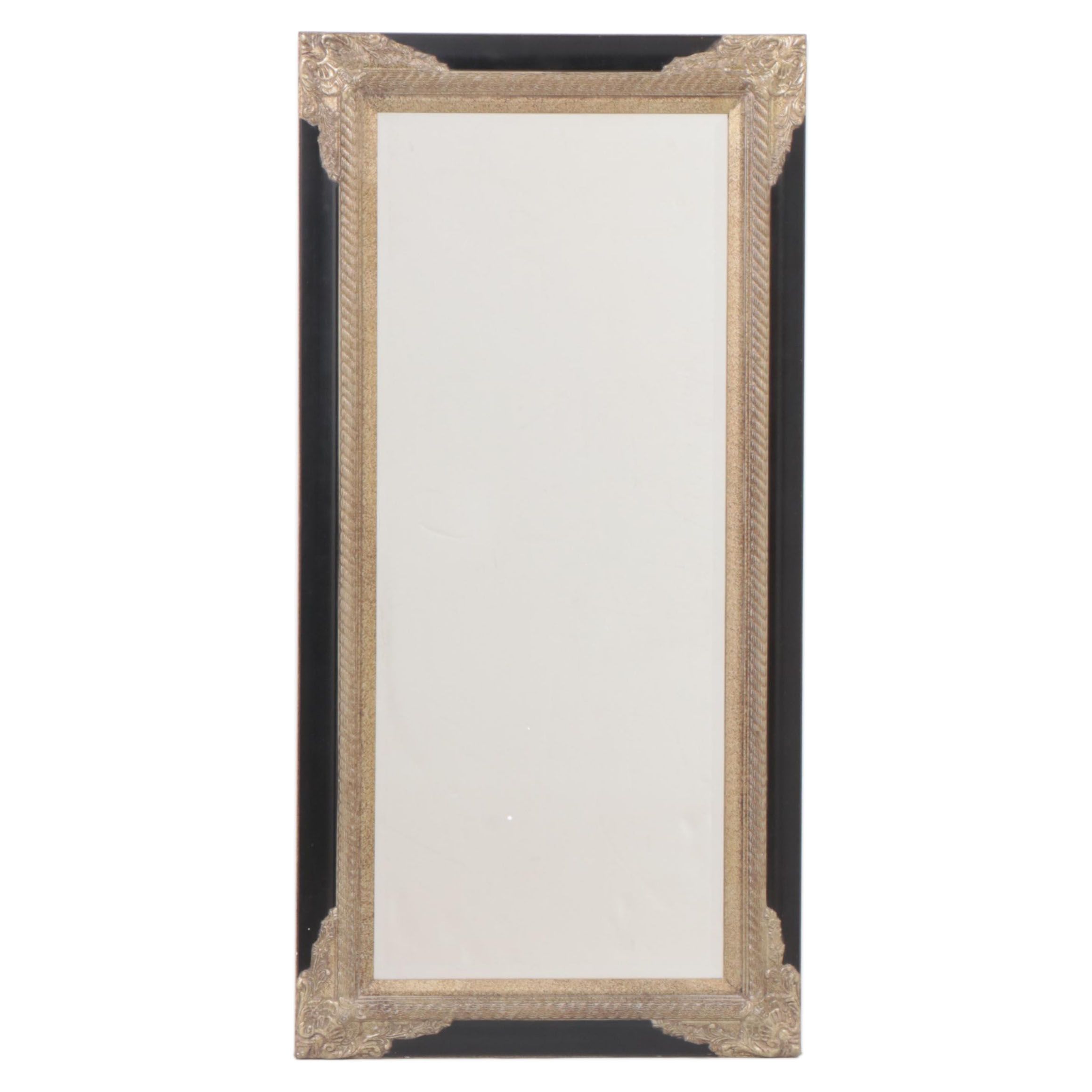 Silverwood Products Neoclassical Style Ebonized and Parcel-Gilt Mirror